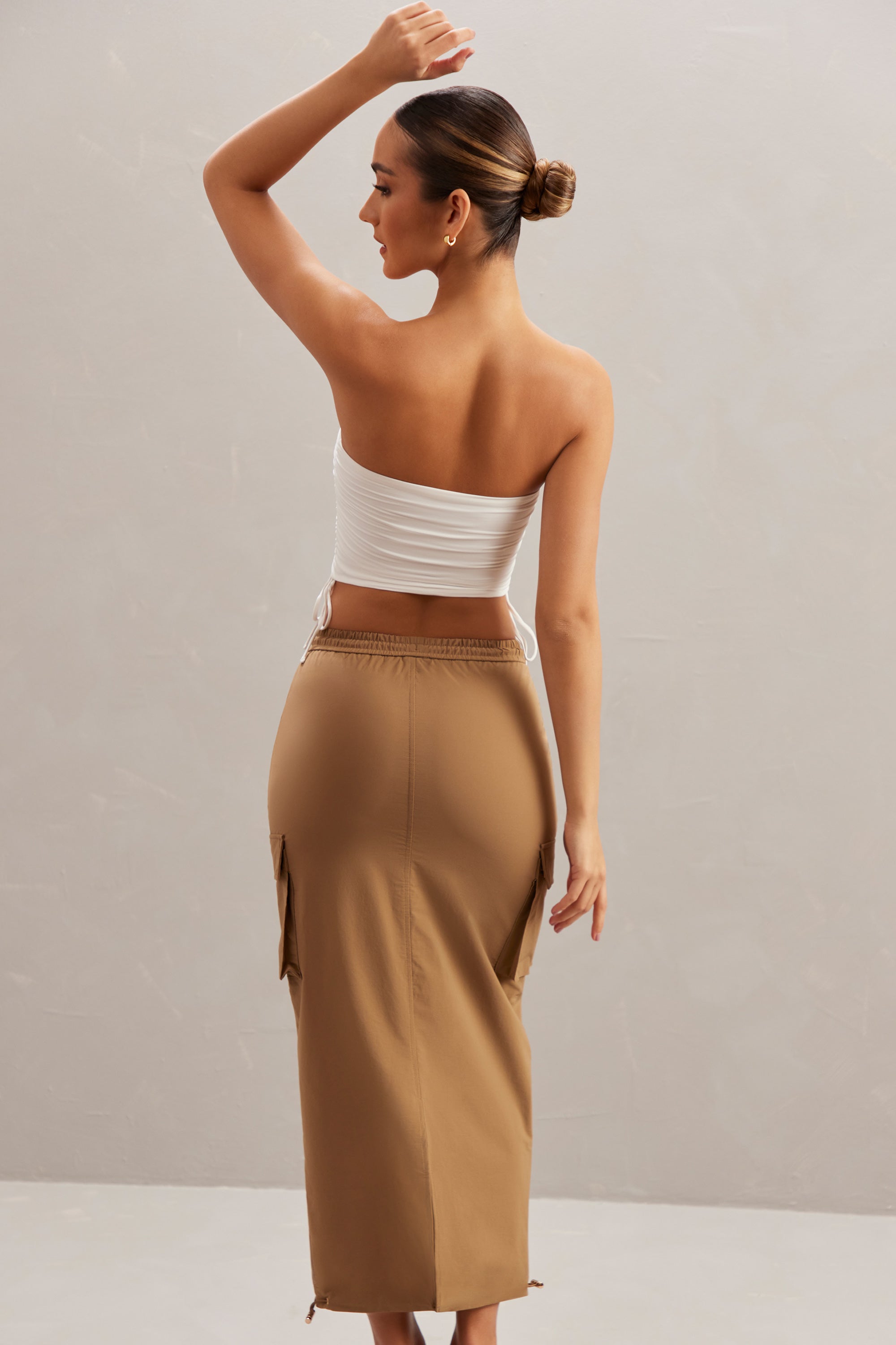 Cargo Maxi Skirt in Tan