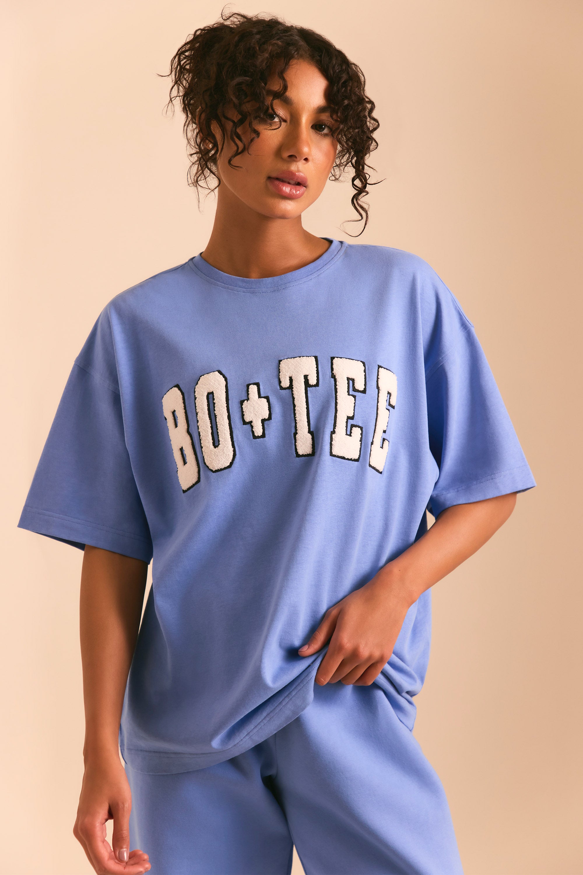 Oversized Short Sleeve T-Shirt in Cerulean Blue