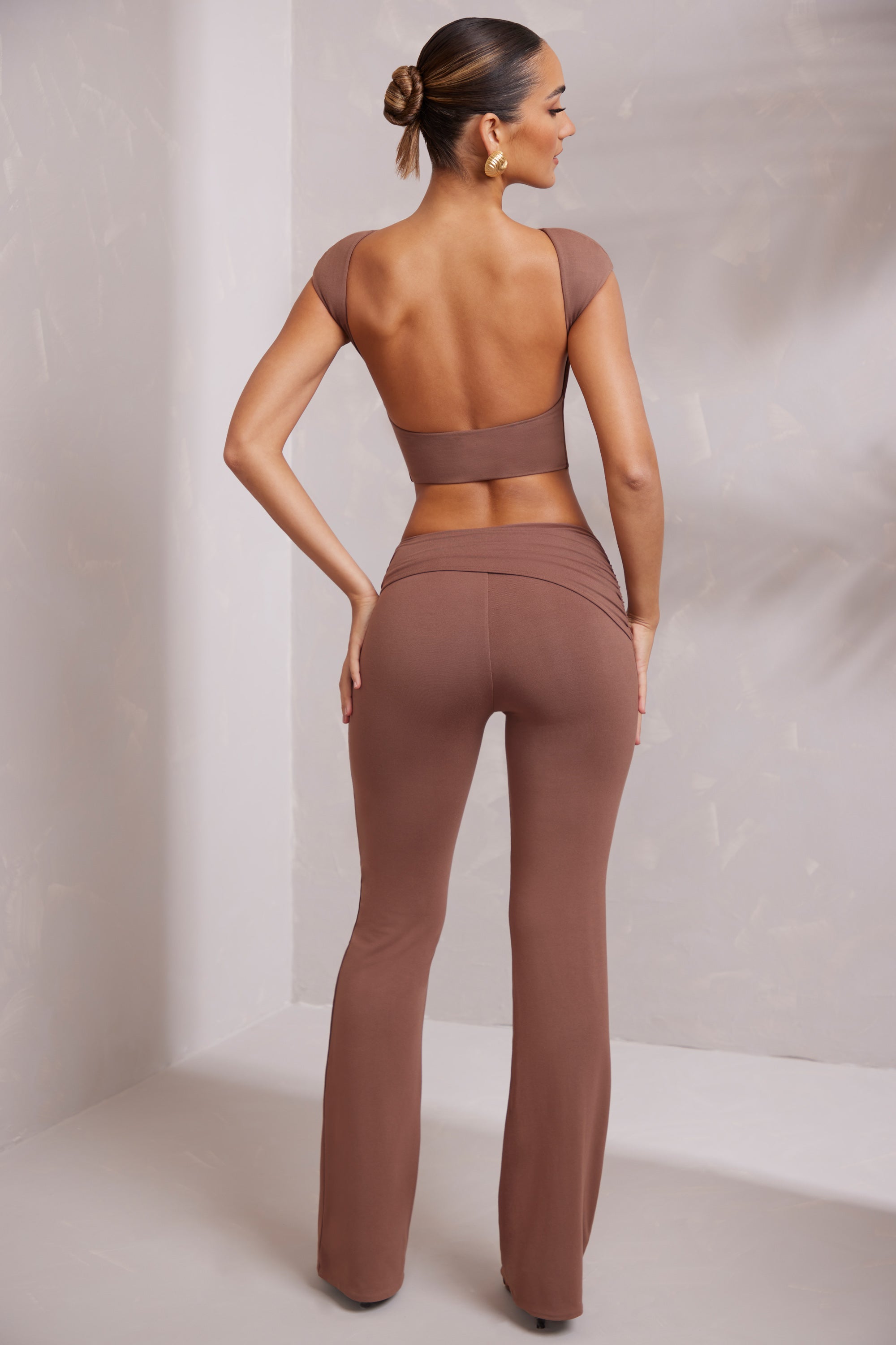 Tall Mid-Rise Straight Leg Trousers in Brown