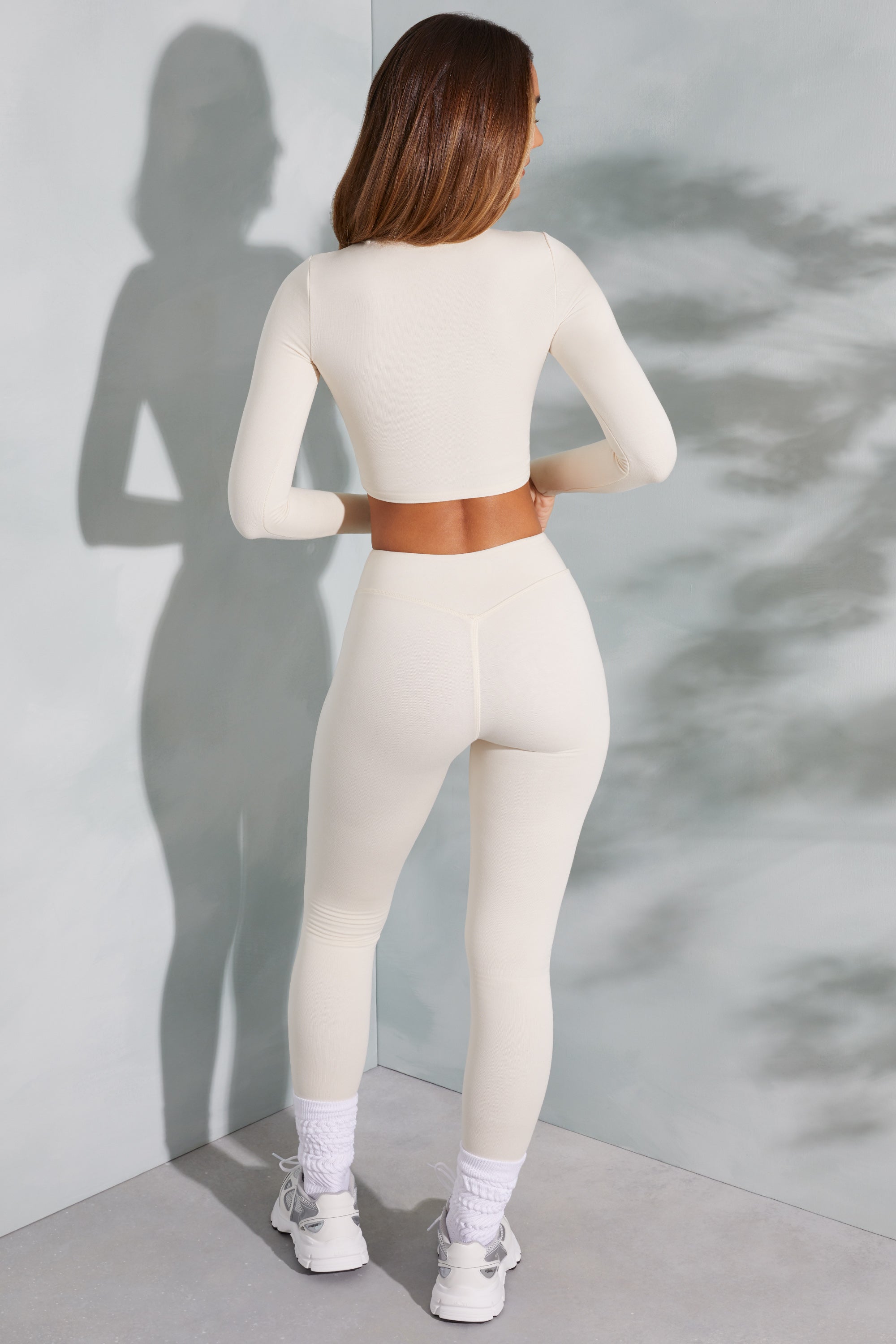 Petite High Waist Leggings in Ivory