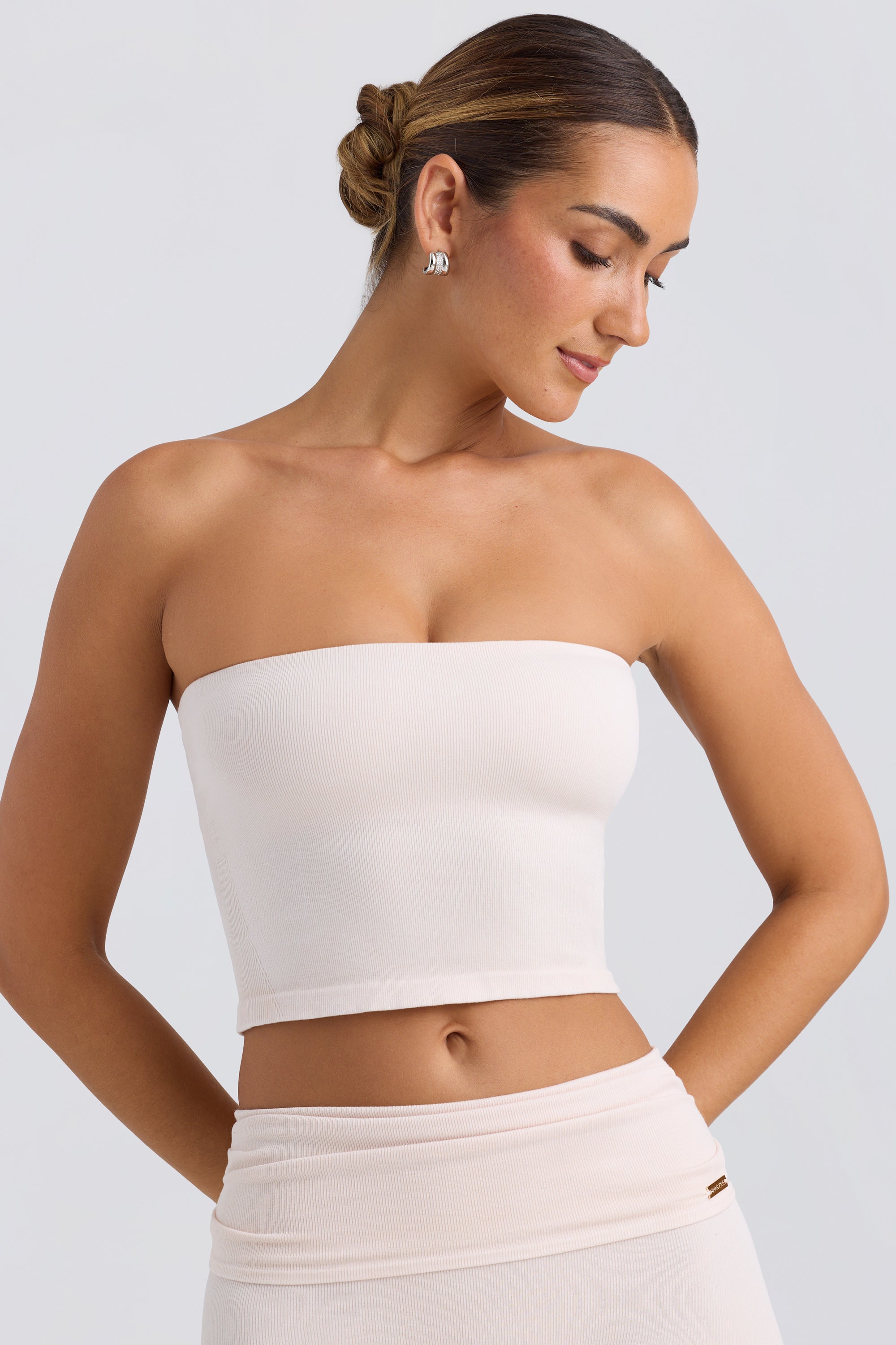 Bandeau Crop Top in Washed Cream