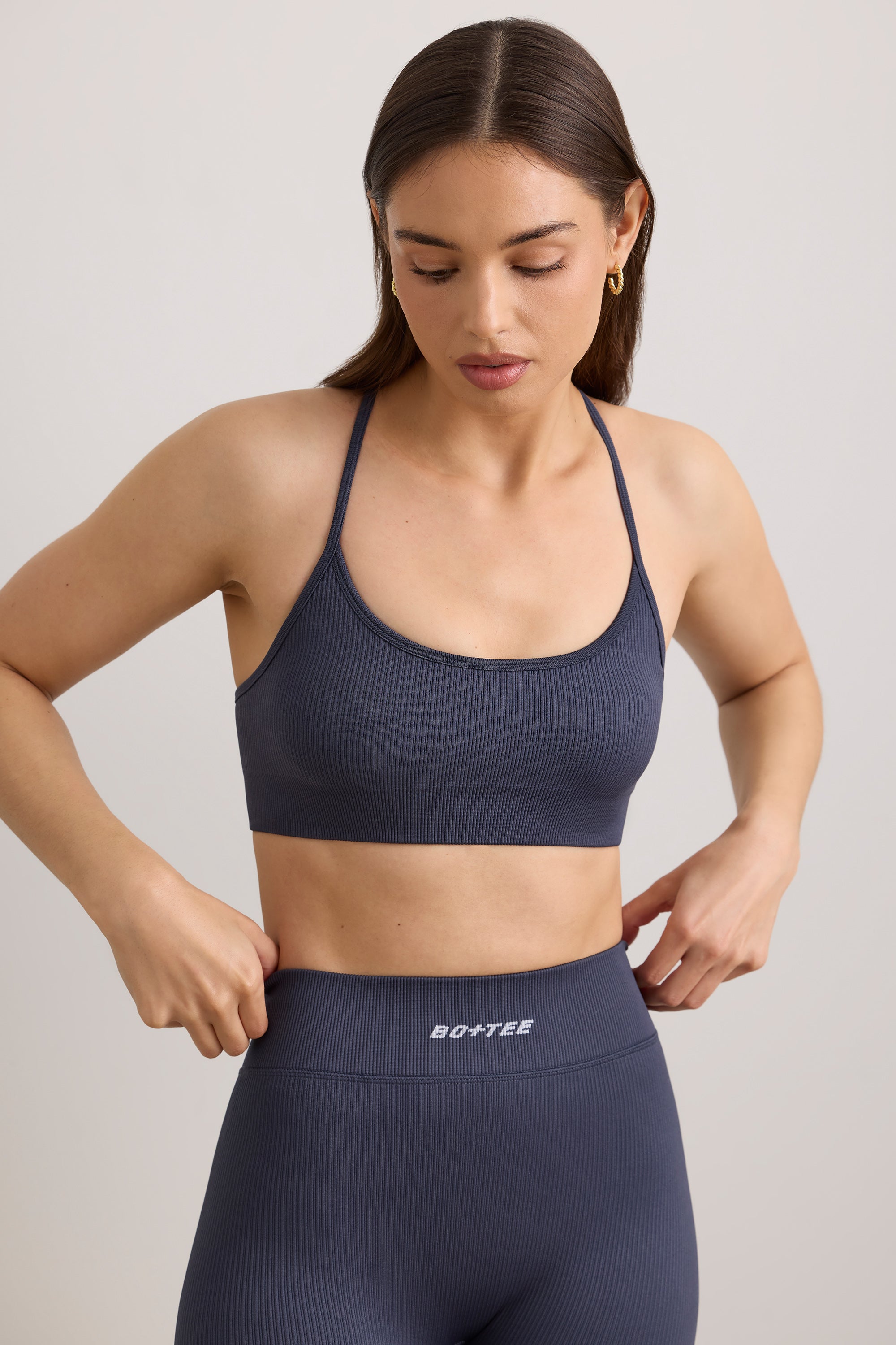 FlexiRib Scoop Neck Sports Bra in Slate