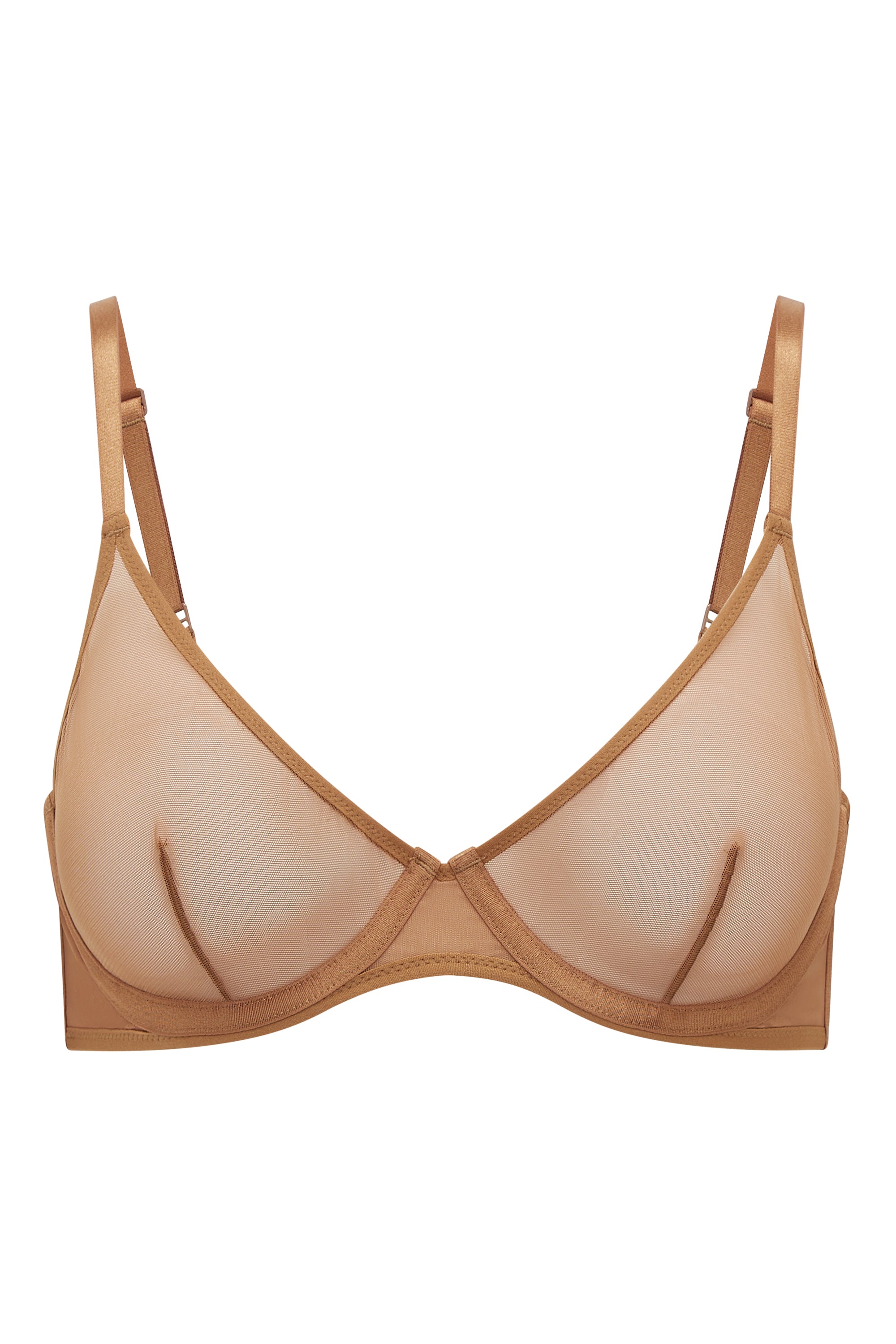 Soft Mesh Single Layer Underwired Bra in Almond