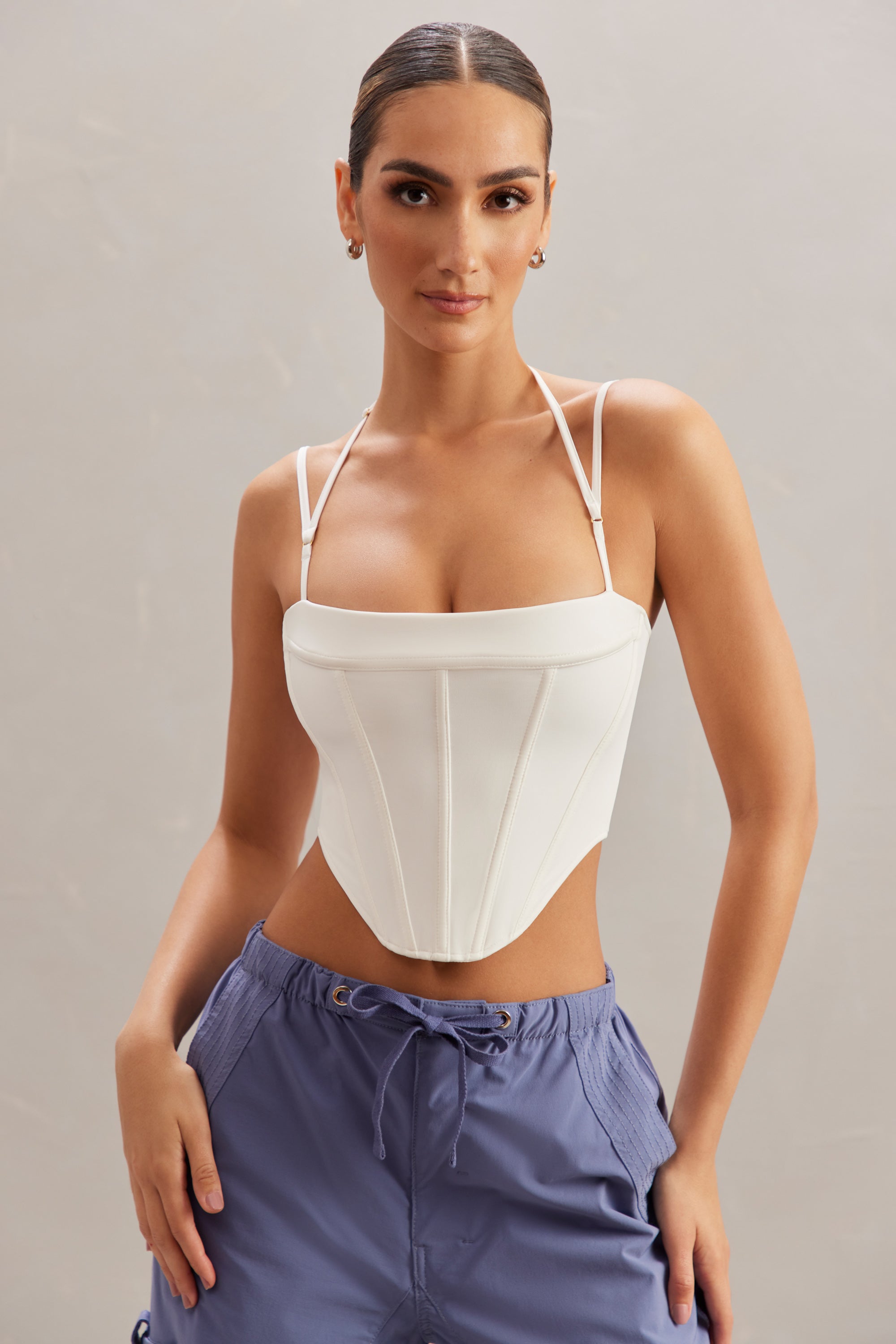 Square Neck Corset Top in Ivory