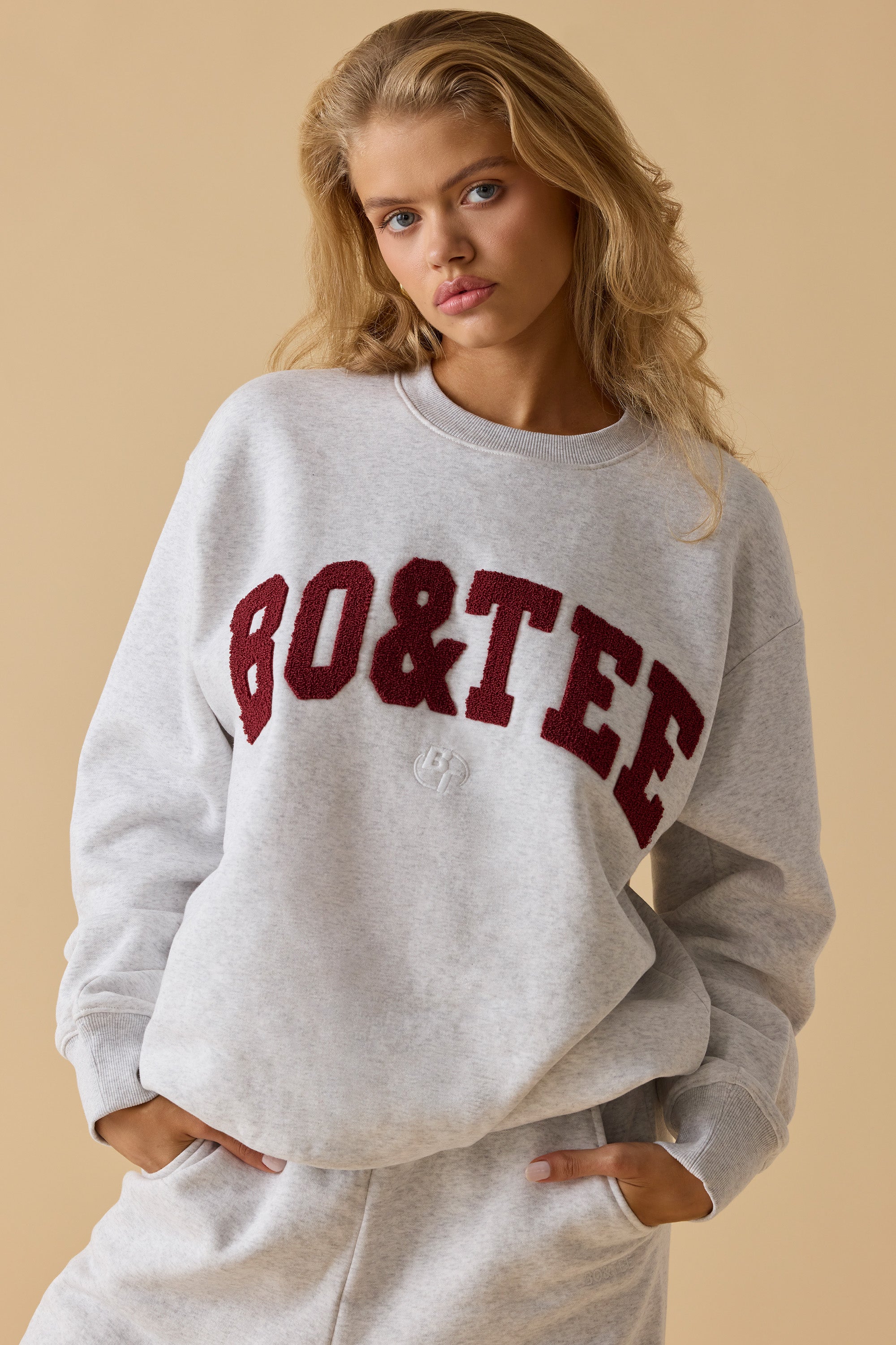 Oversized Crew Neck Sweatshirt in Heather Grey