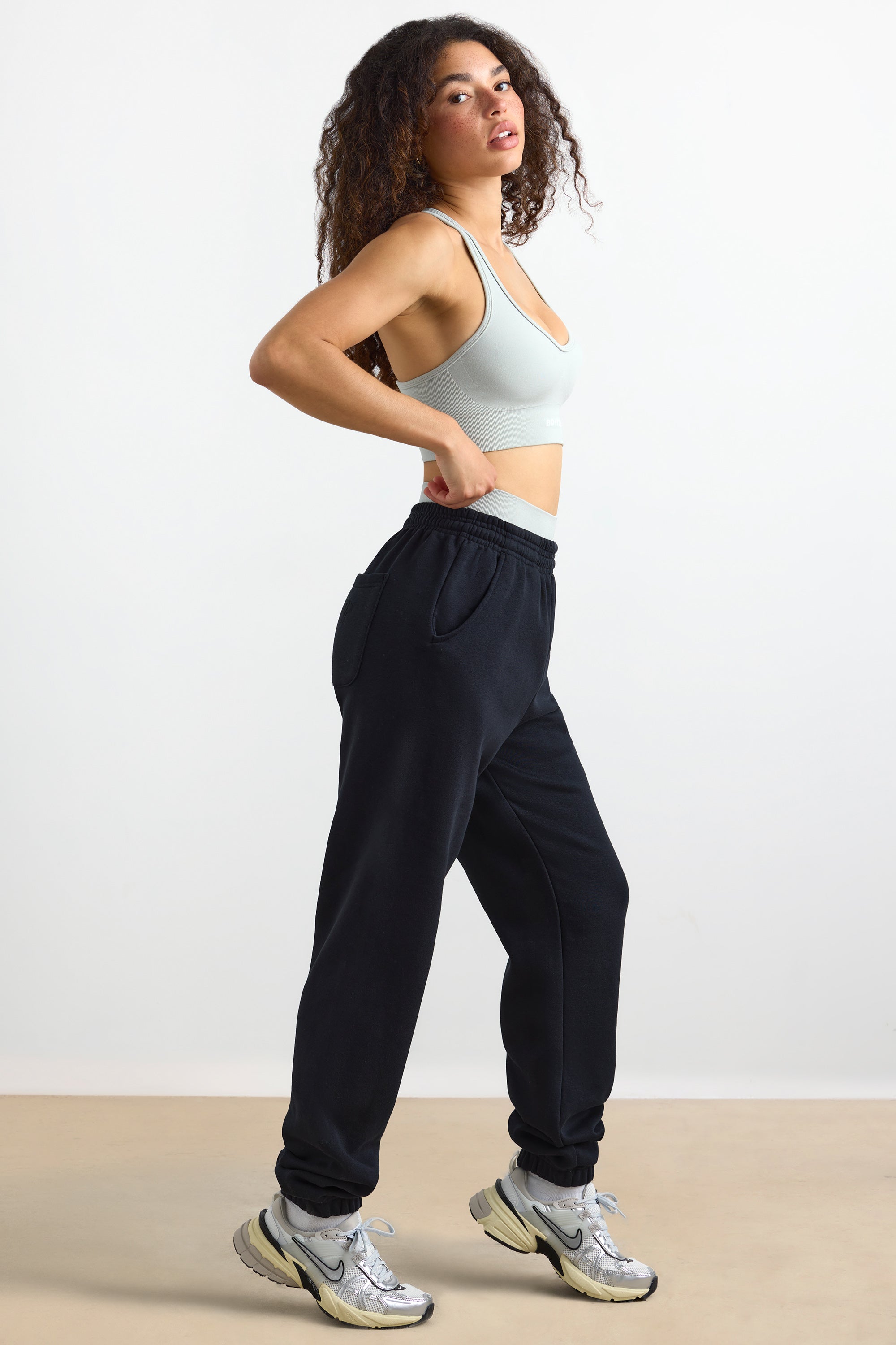 Petite Mid-Rise Joggers in Black