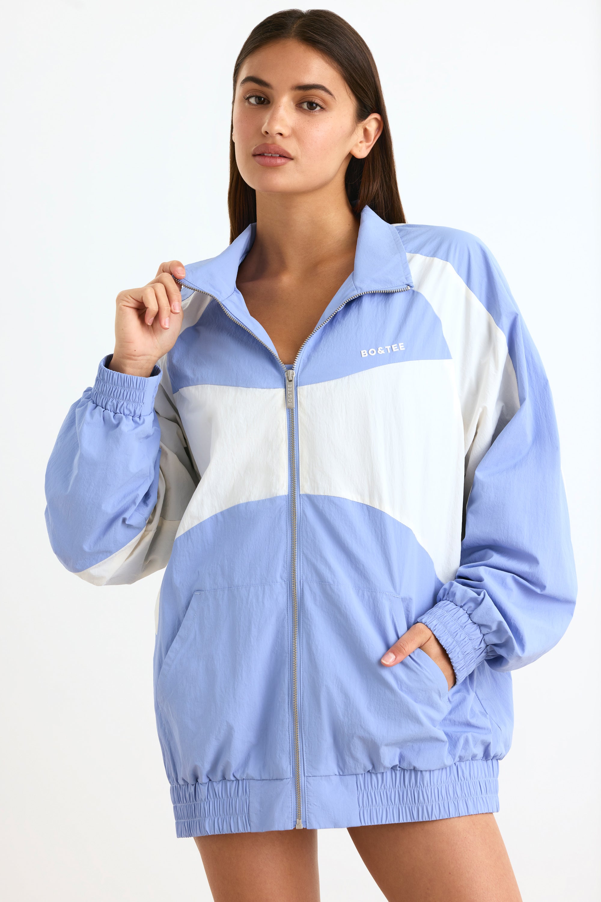 Colourblock Track Jacket in Lavender Blue