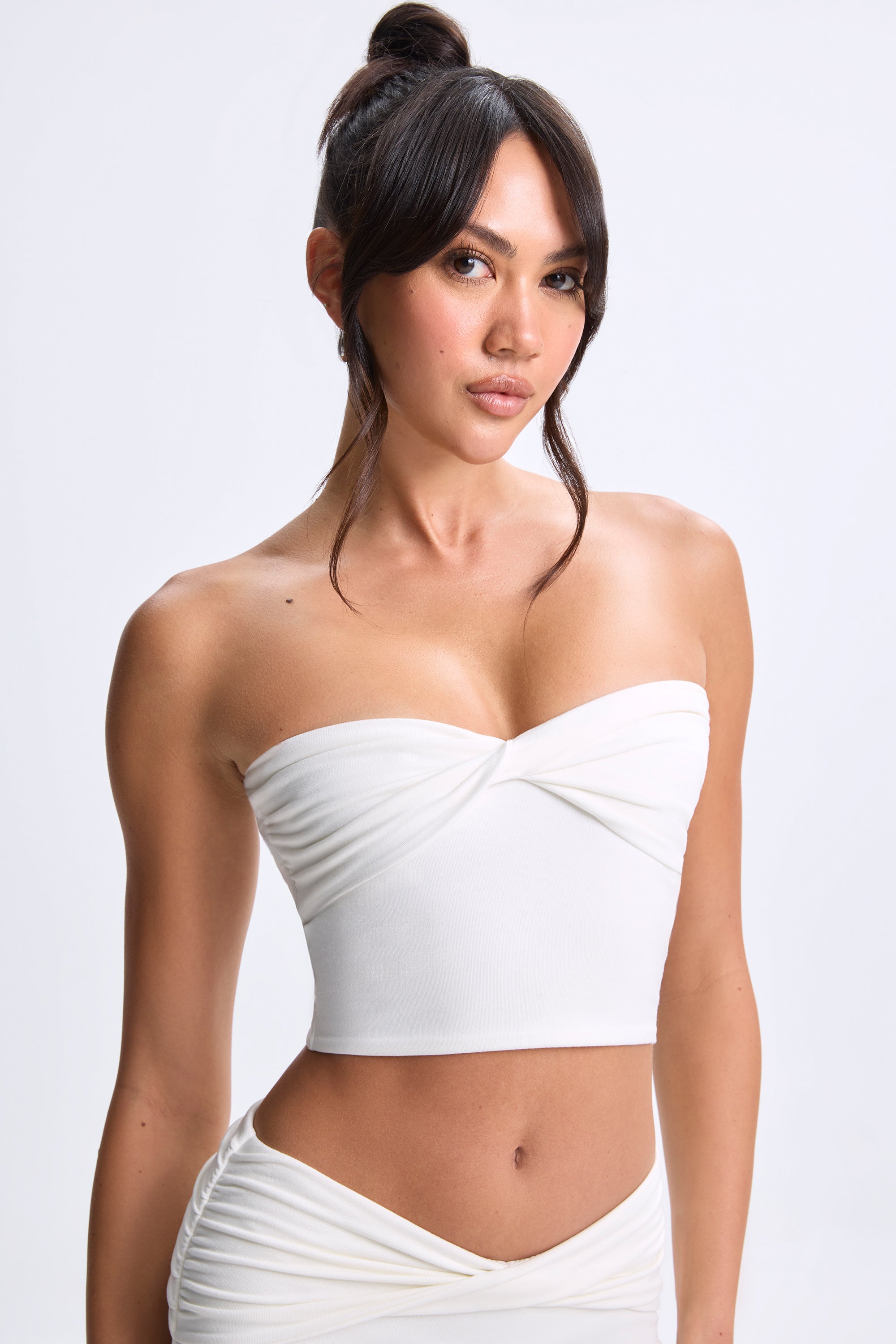 Twist-Front Bandeau Top in White