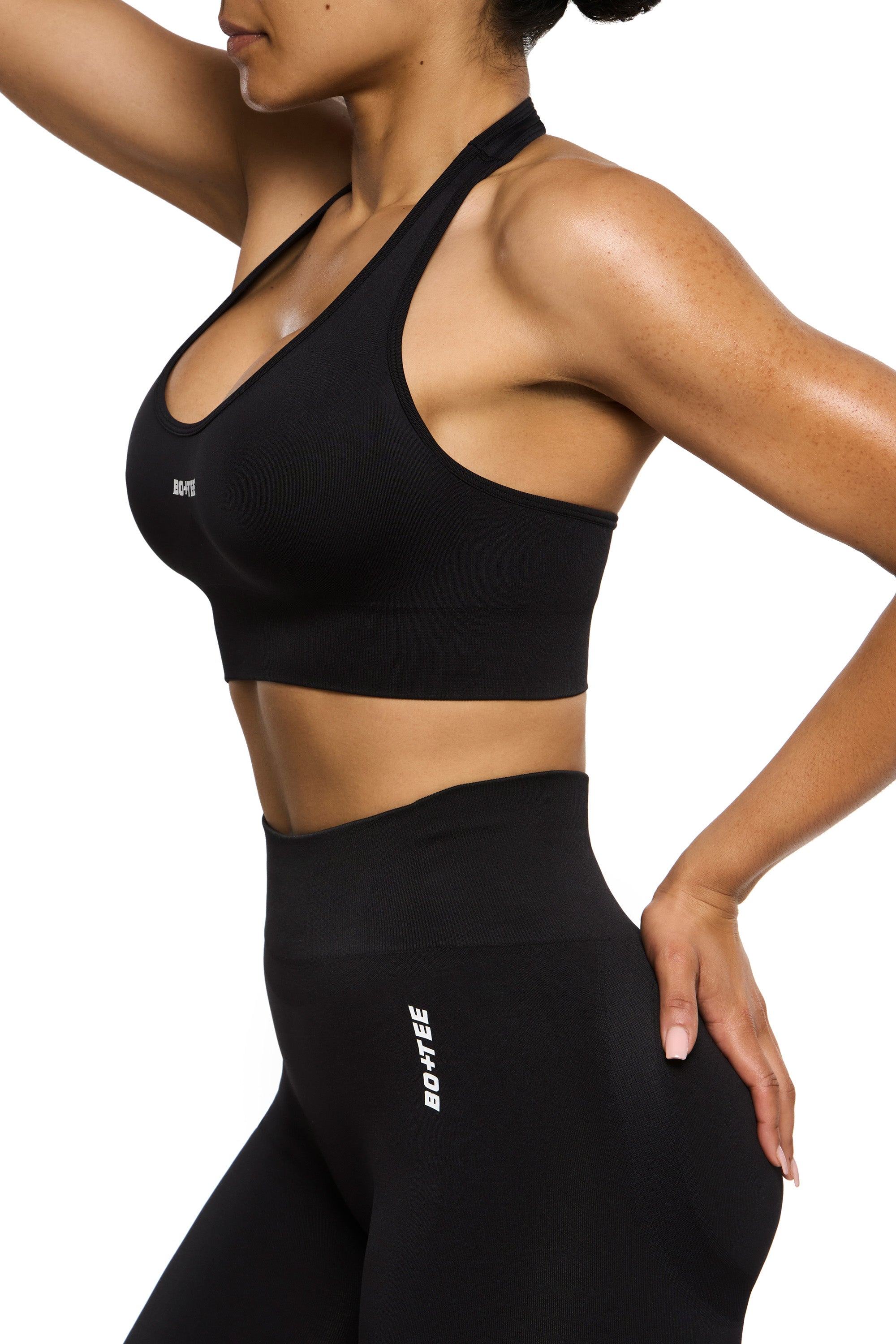 Halter Neck Sports Bra in Black