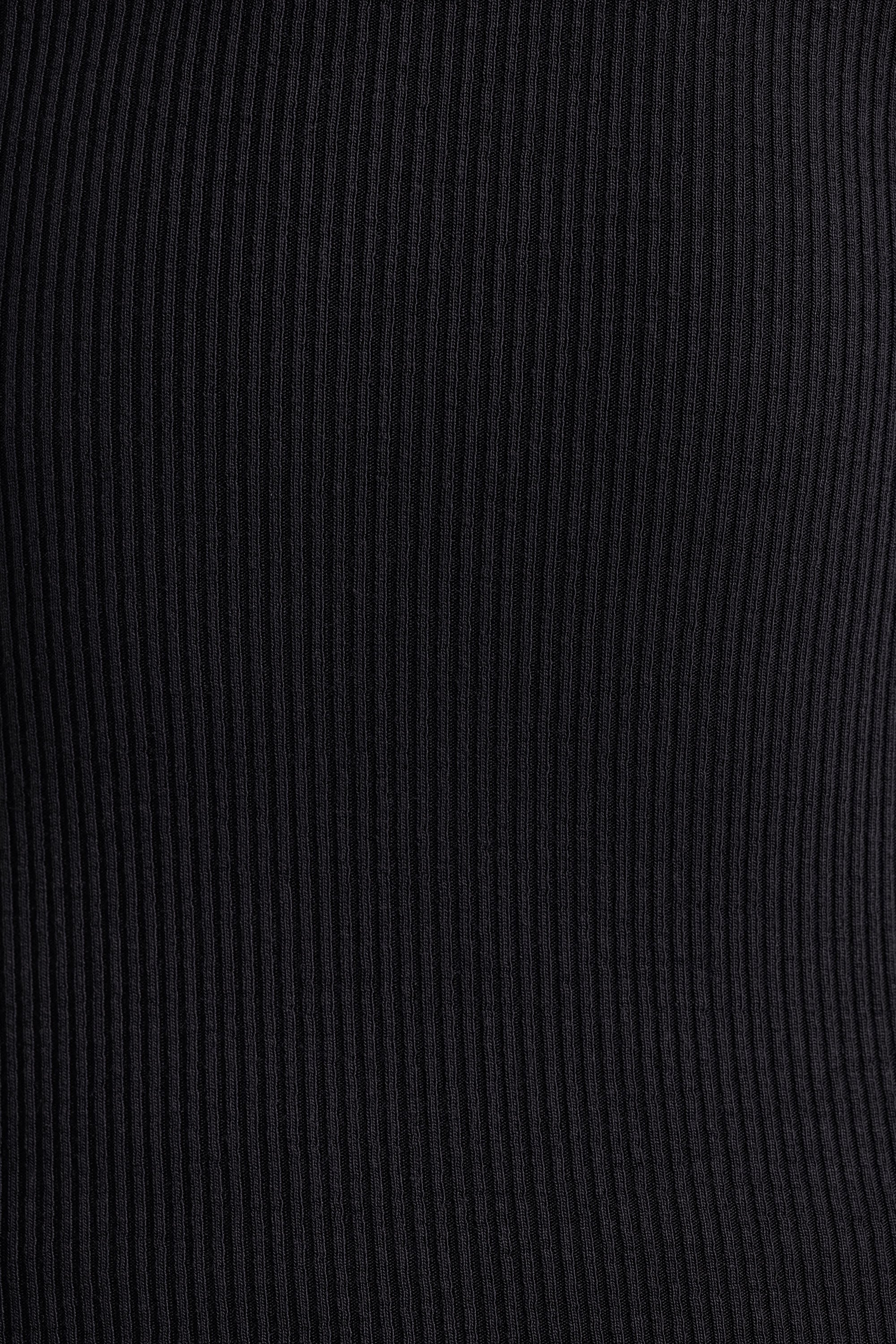 Ribbed Modal Crew Neck Top in Black