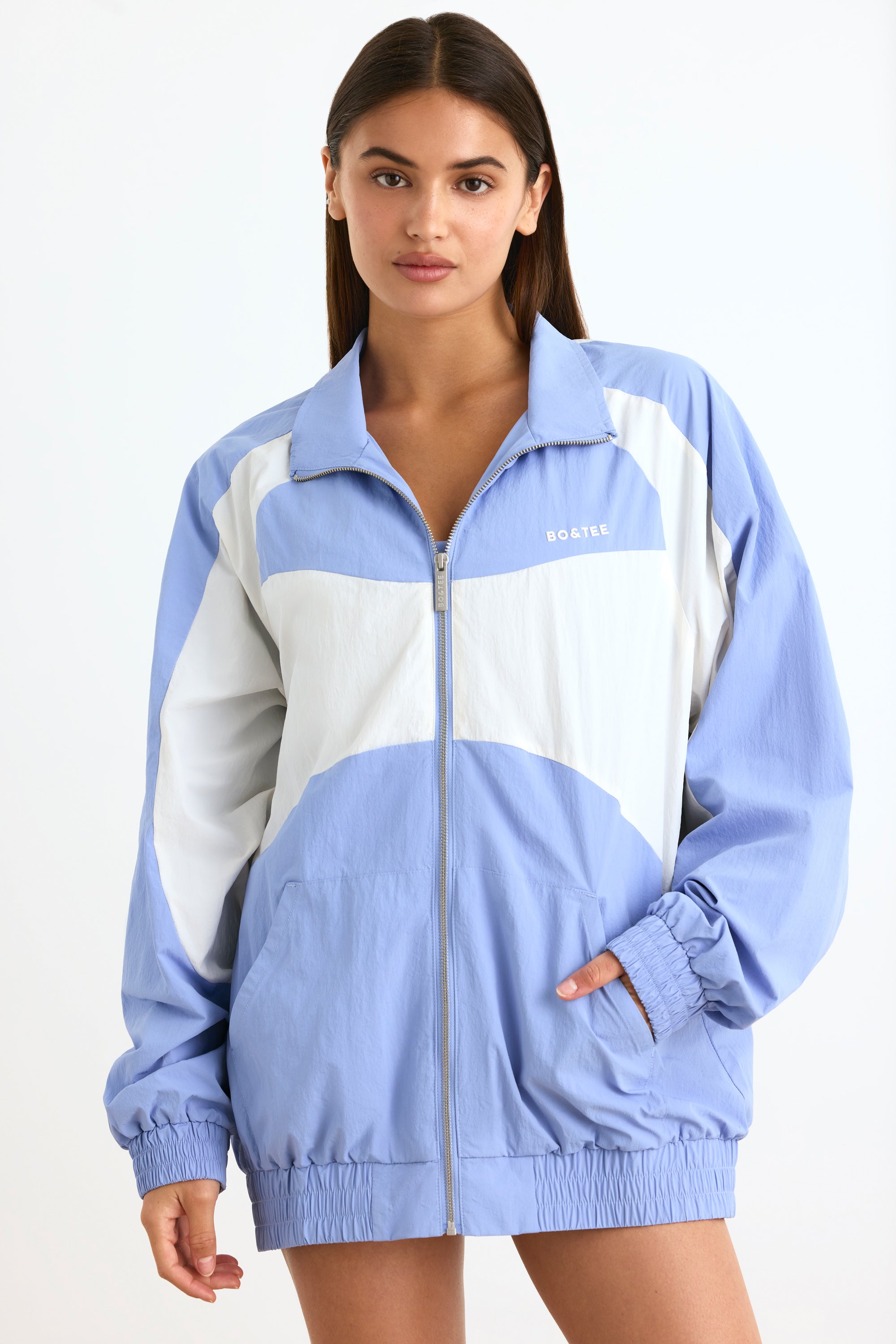 Colourblock Track Jacket in Lavender Blue