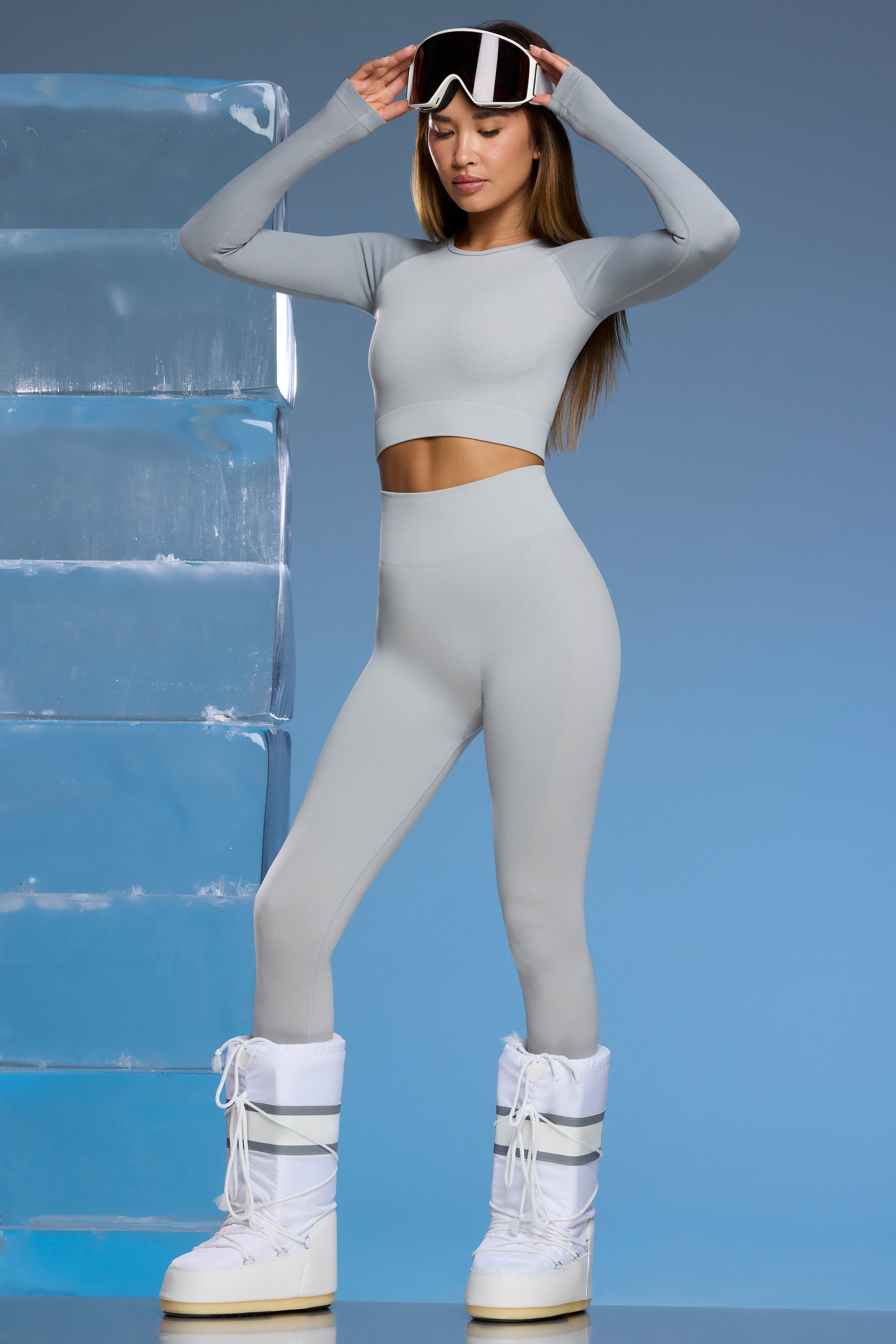 Petite Super Sculpt Base Layer Leggings in Light Grey