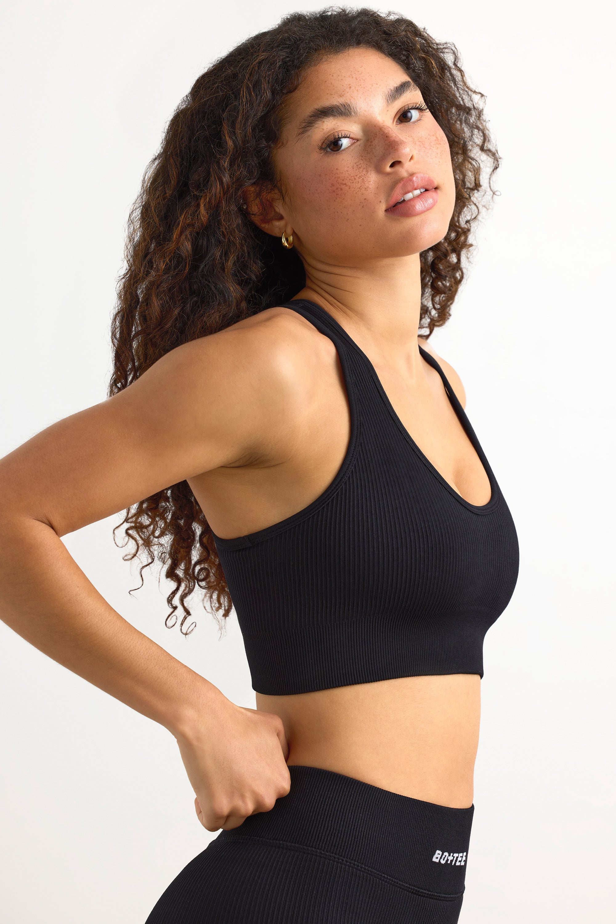 FlexiRib Racerback Sports Bra in Black