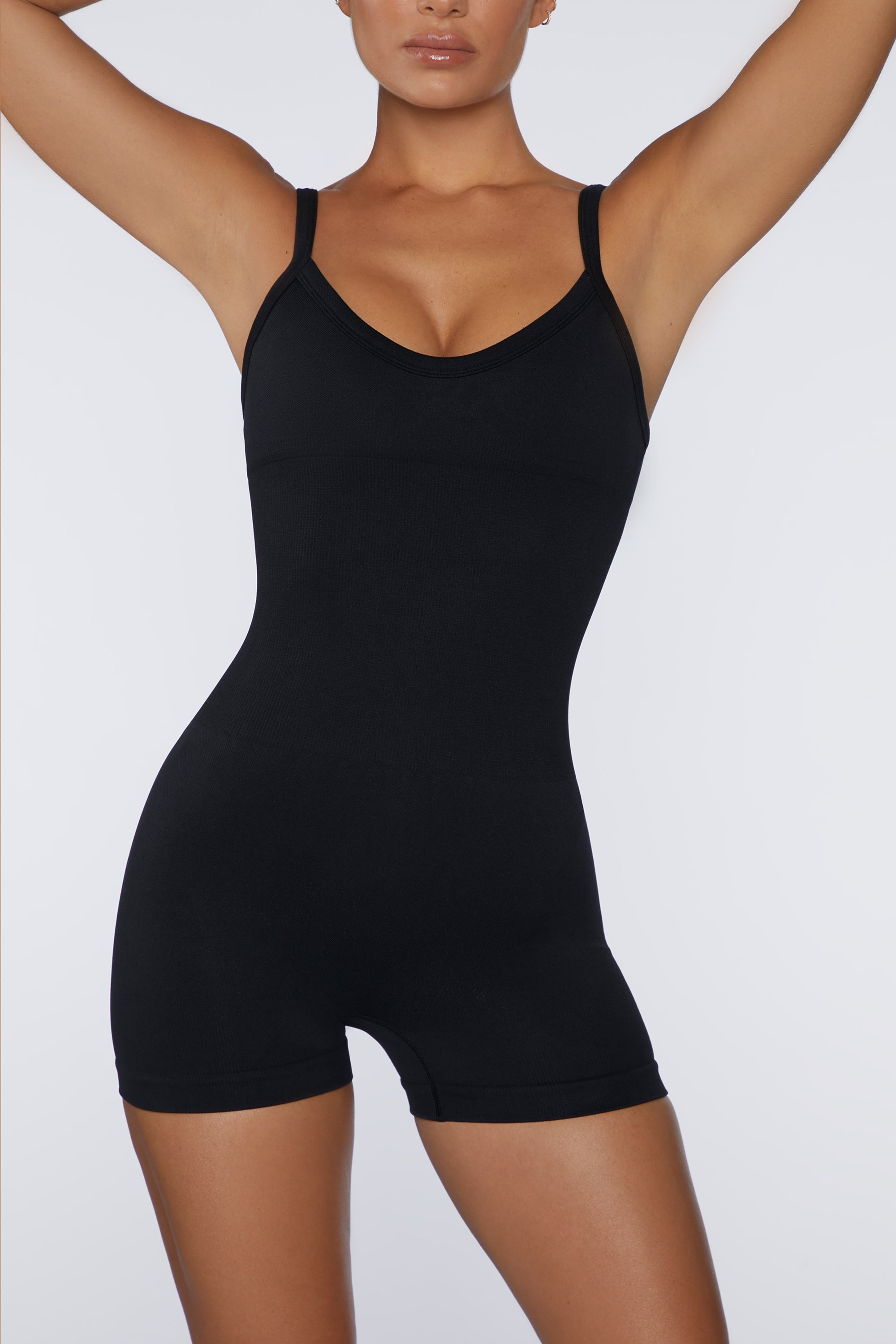 Scoop Neck Unitard in Black