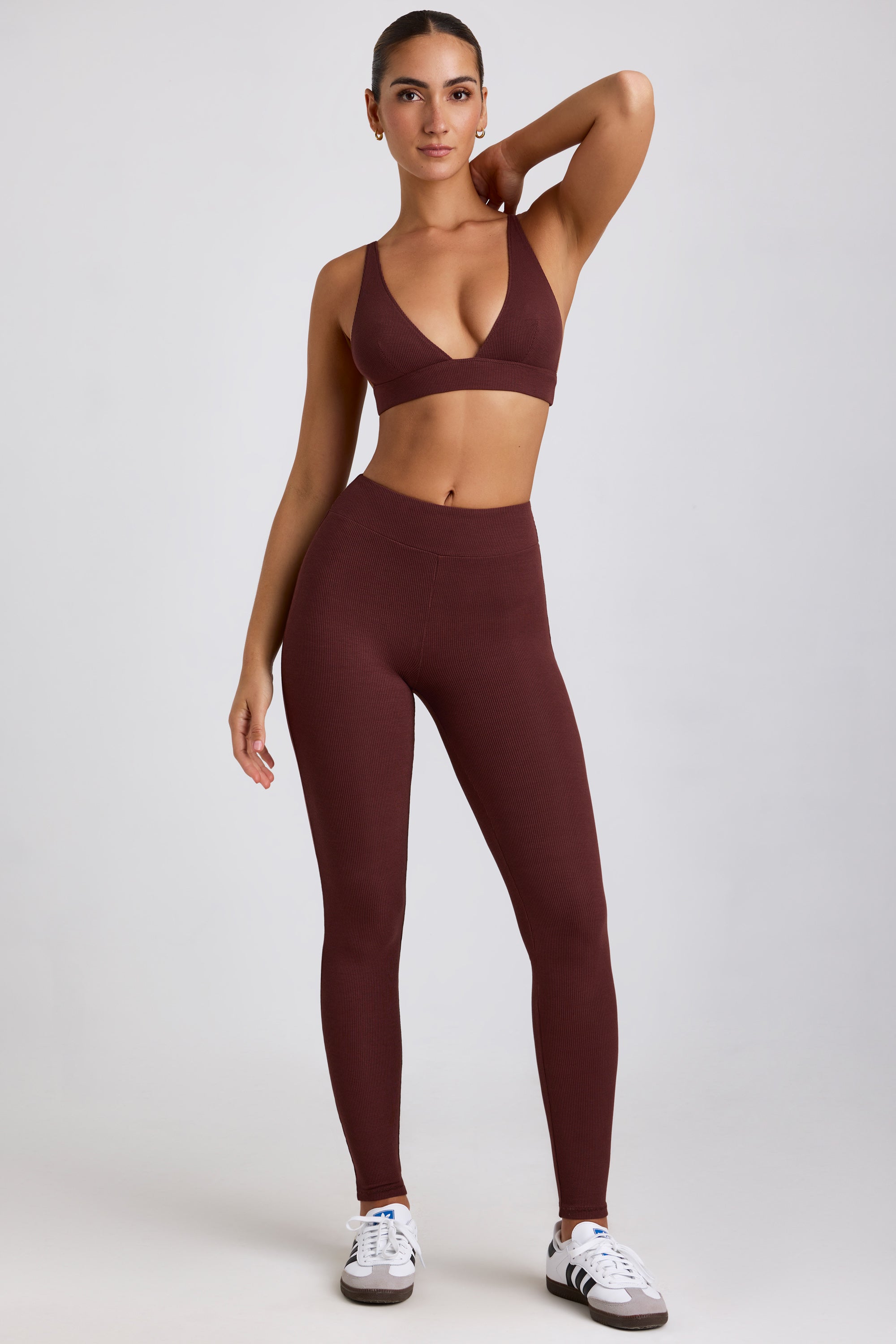 Tall Ribbed Modal High Waist Leggings in Espresso