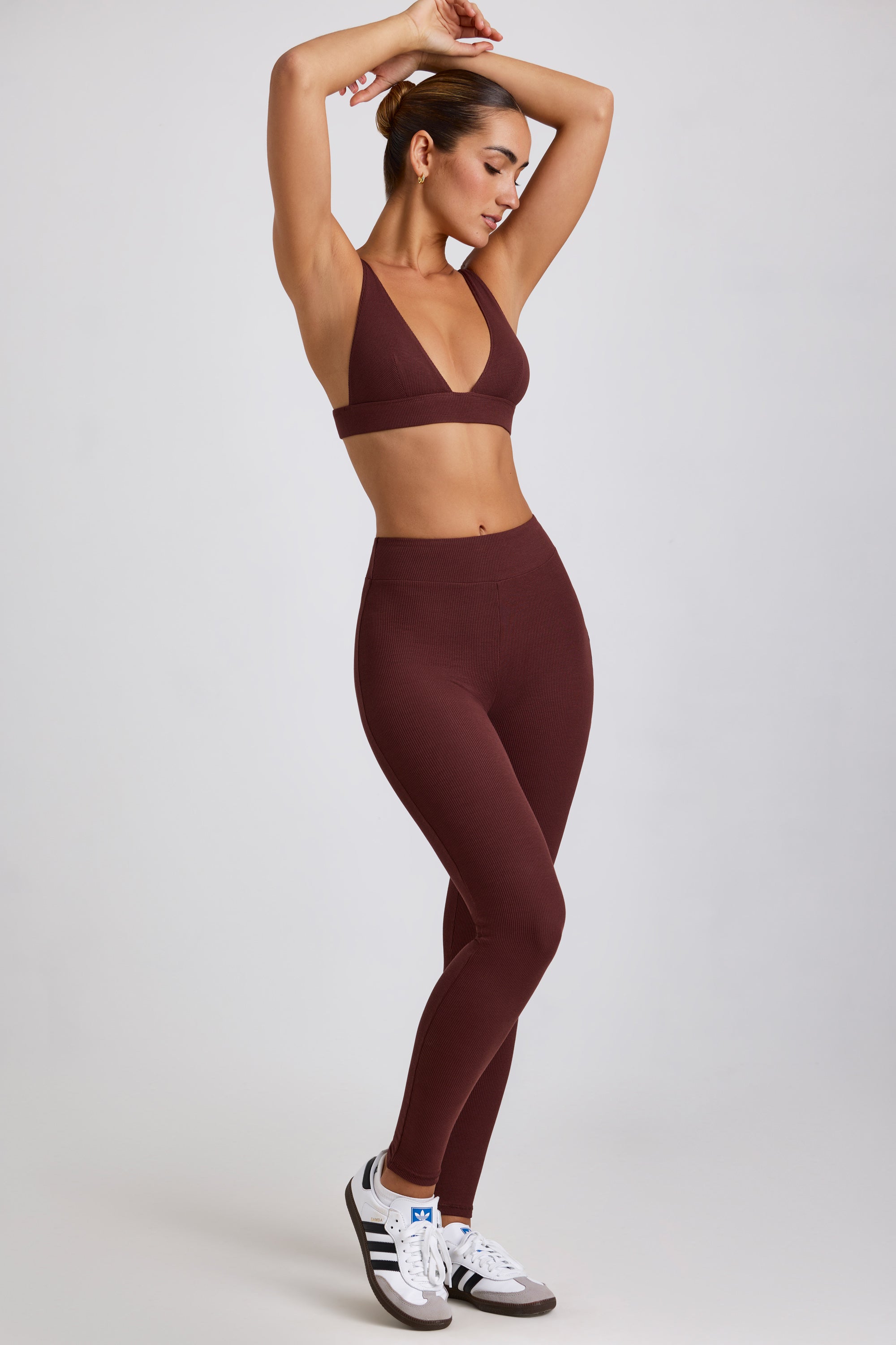 Tall Ribbed Modal High Waist Leggings in Espresso