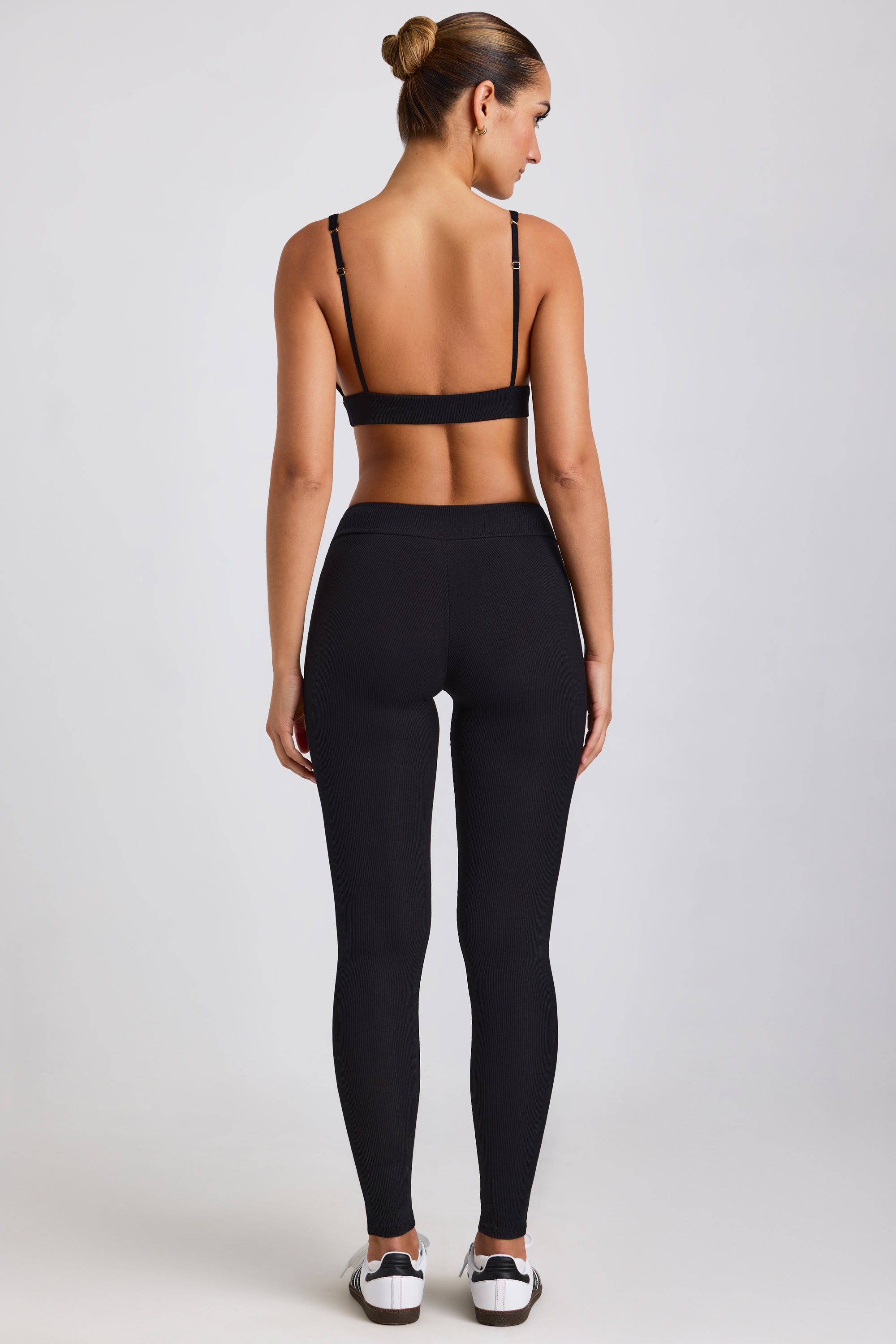 Tall Ribbed Modal High Waist Leggings in Black