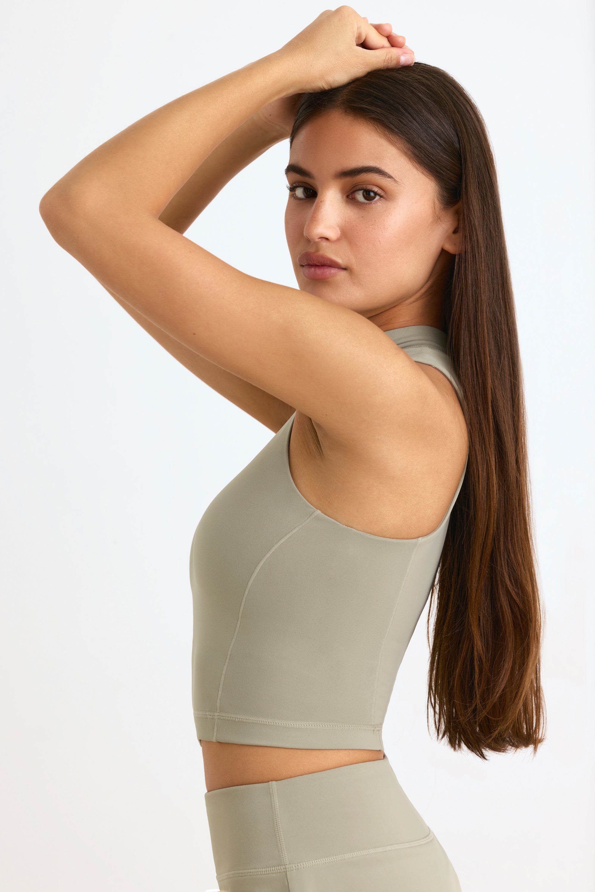 Soft Active High-Neck Tank Top in Mineral