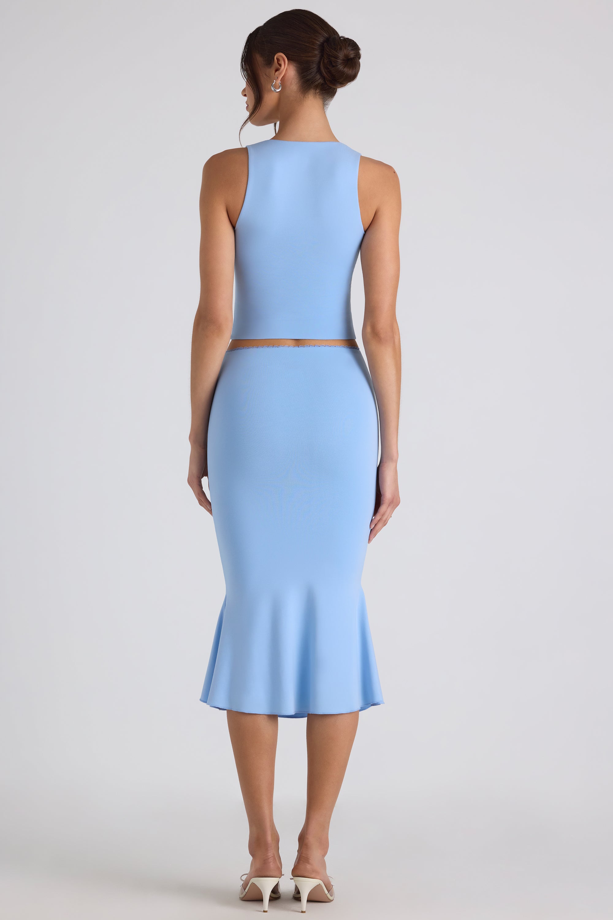 Modal Bow-Detail Crop Top in Sky Blue