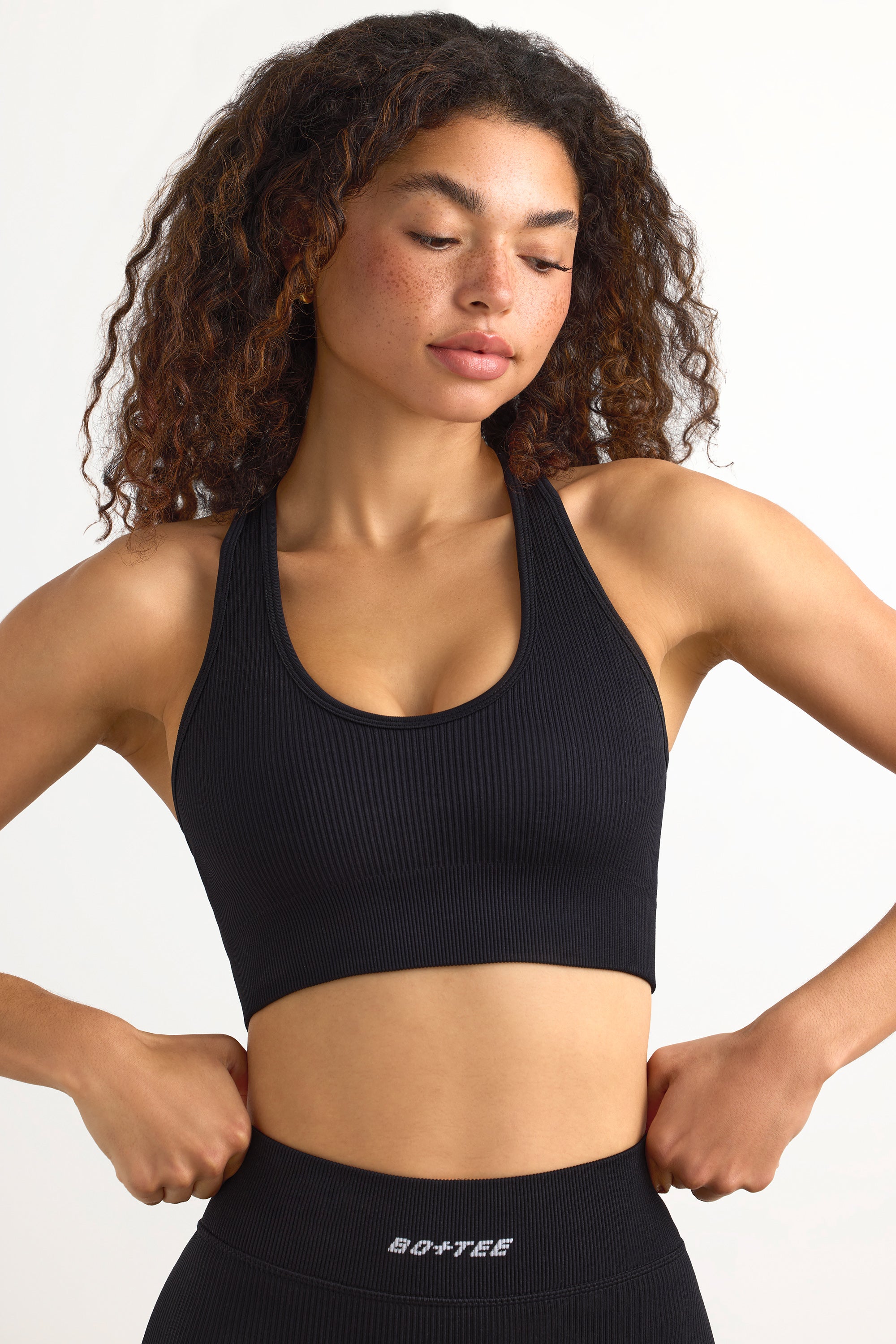 FlexiRib Racerback Sports Bra in Black