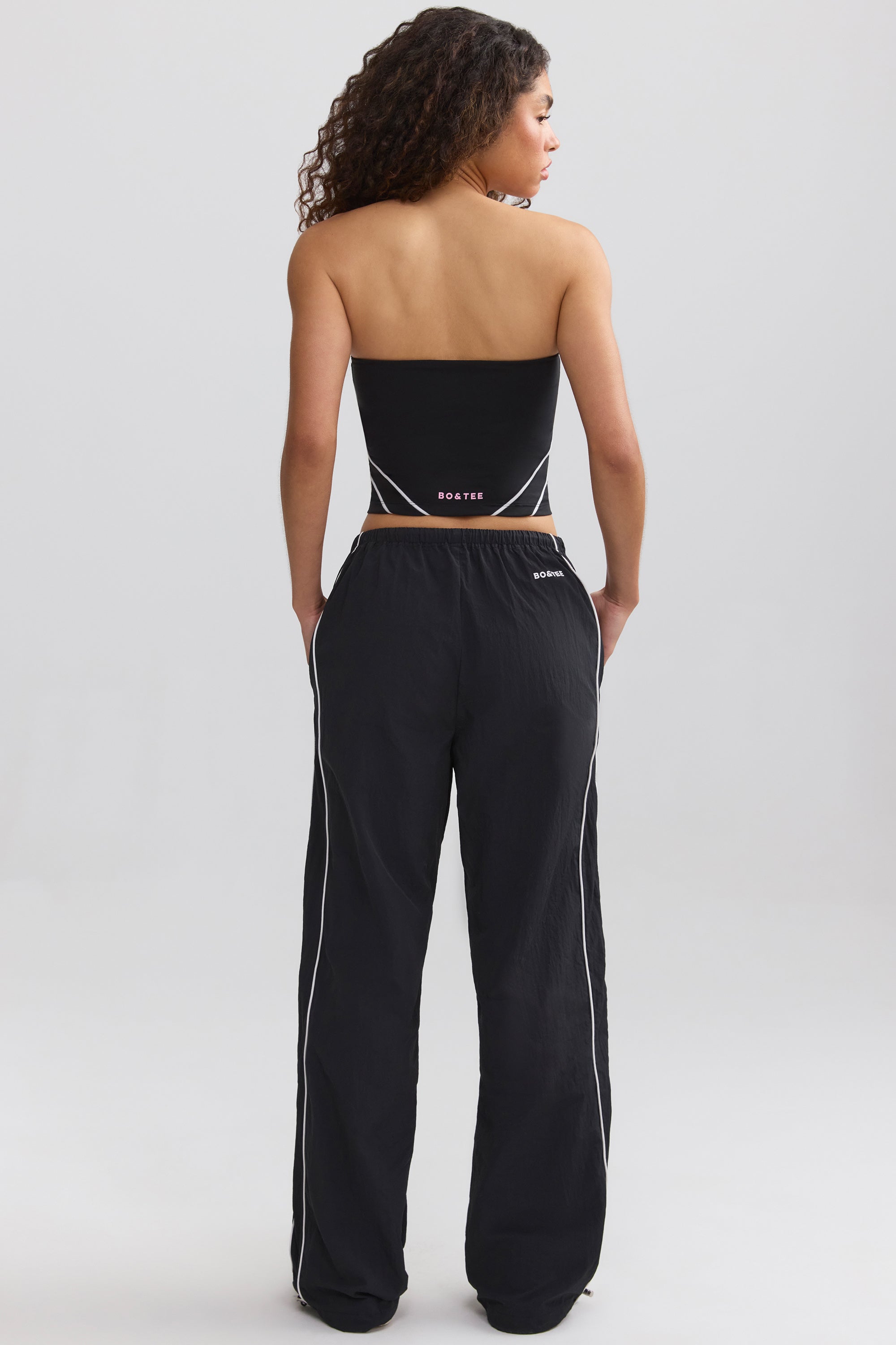 Wide-Leg Track Pants in Black