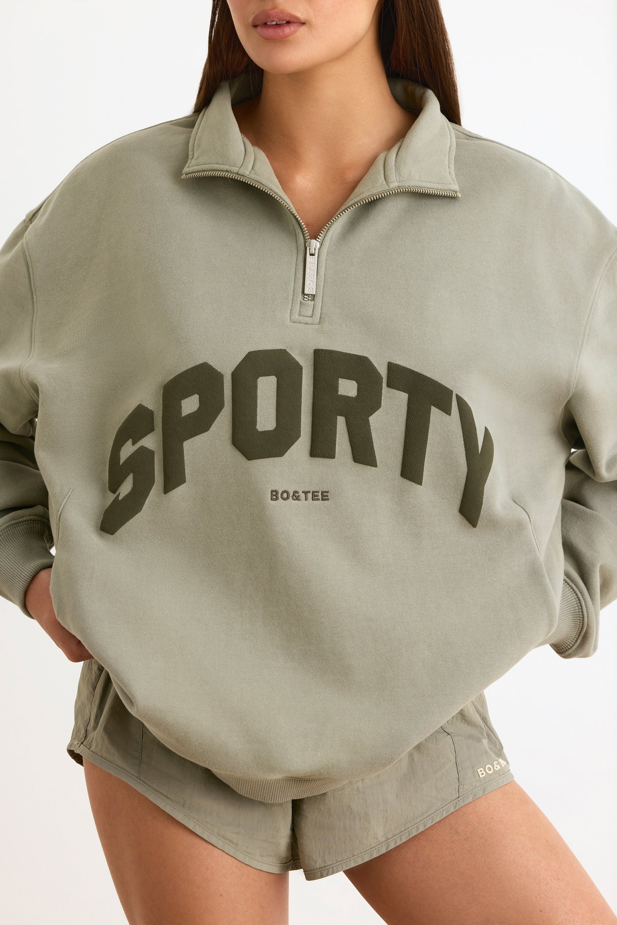 Quarter-Zip Sweatshirt in Mineral