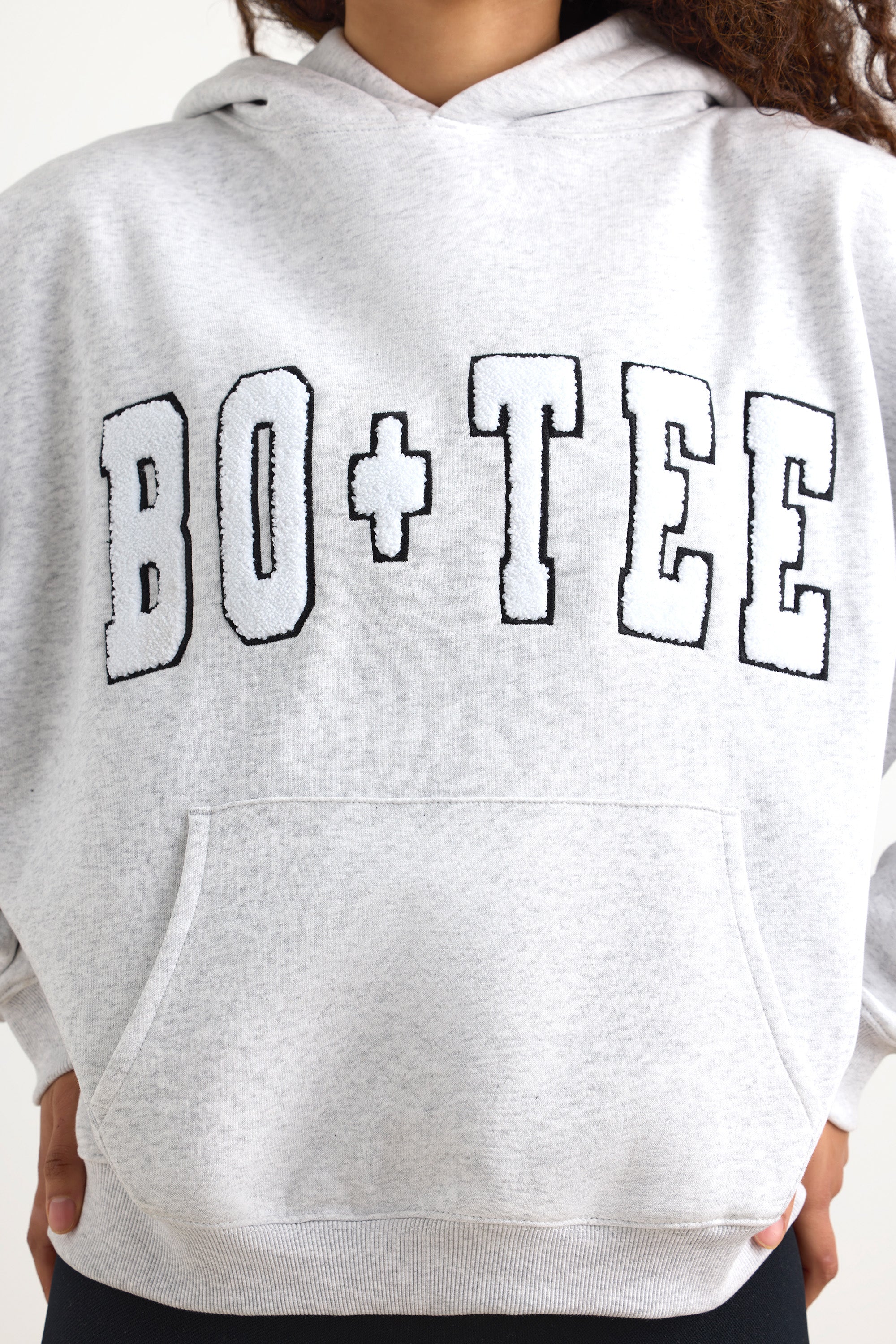 Appliqué Oversized Hoodie in Heather Grey