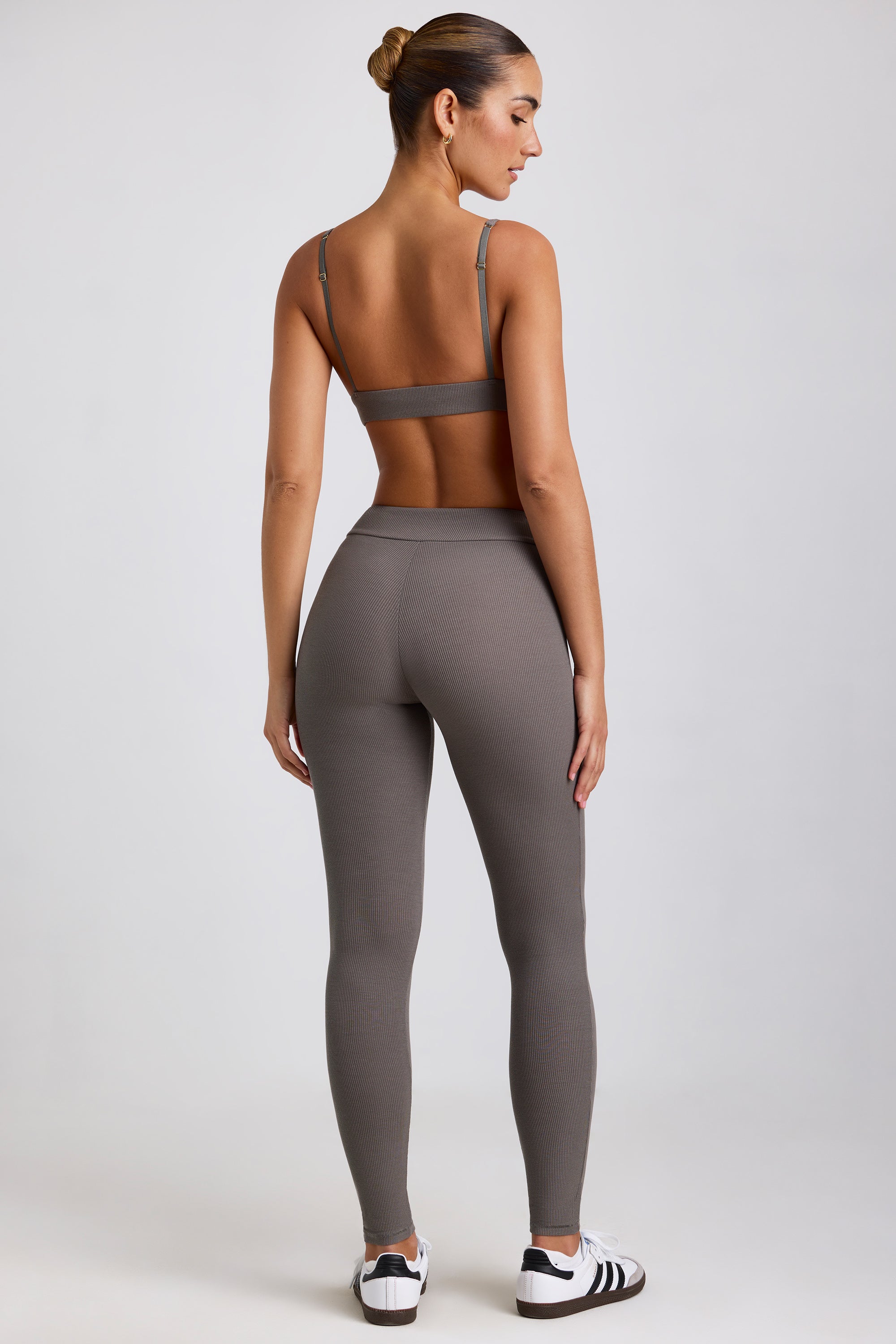 Tall Ribbed Modal High Waist Leggings in Grey