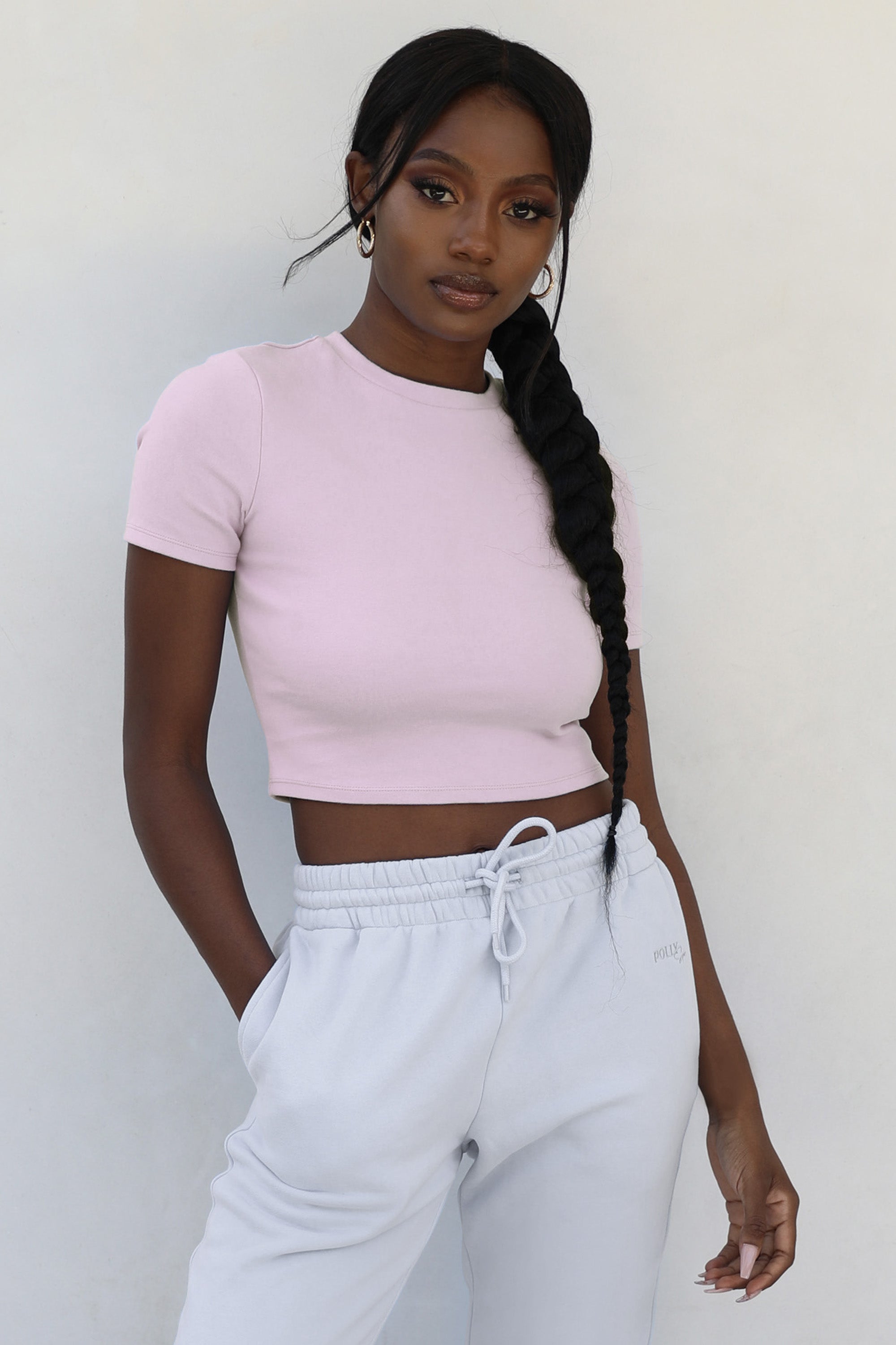 Staple Short Sleeve Crop Top in Pink