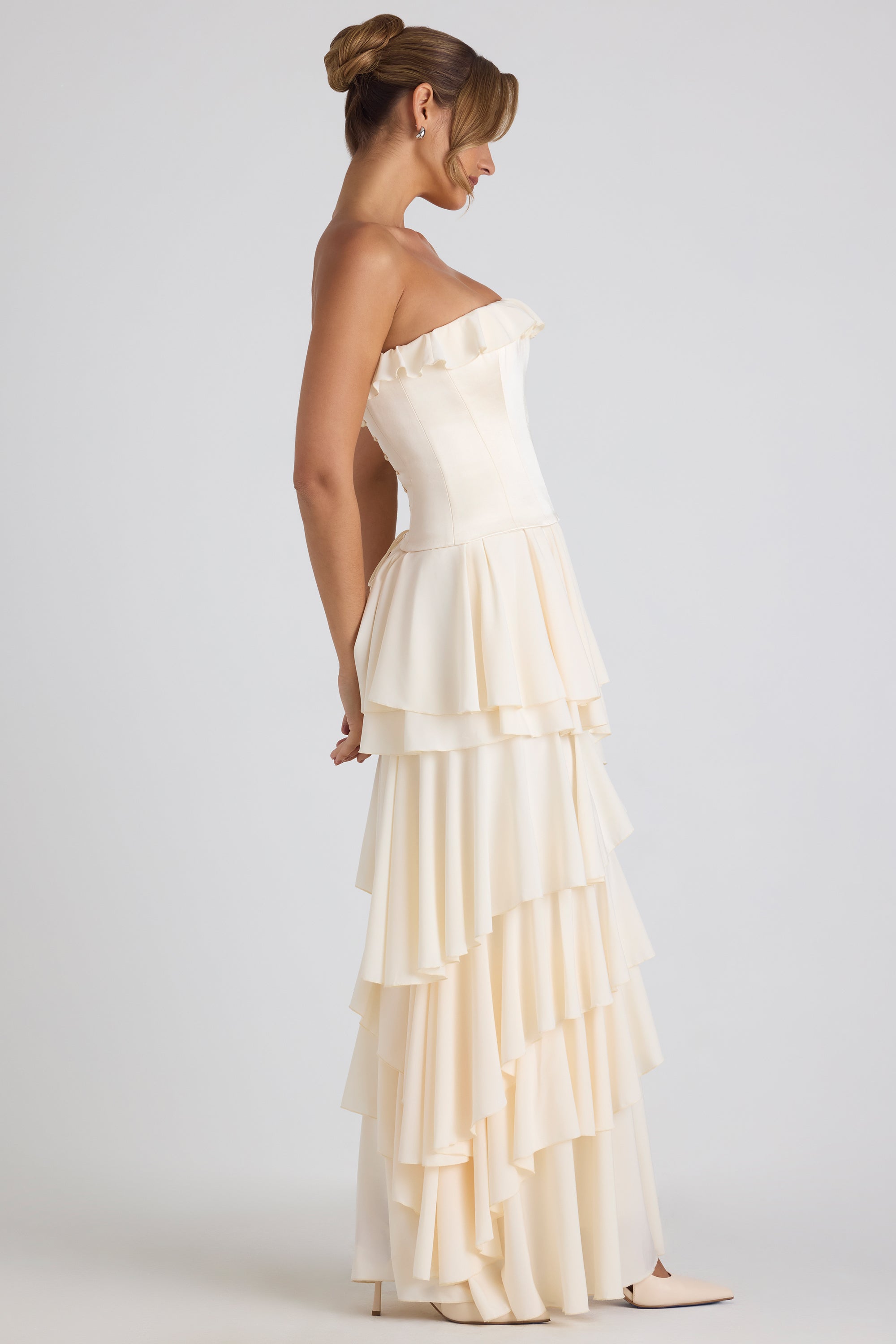 Tiered Corset Gown in Ivory