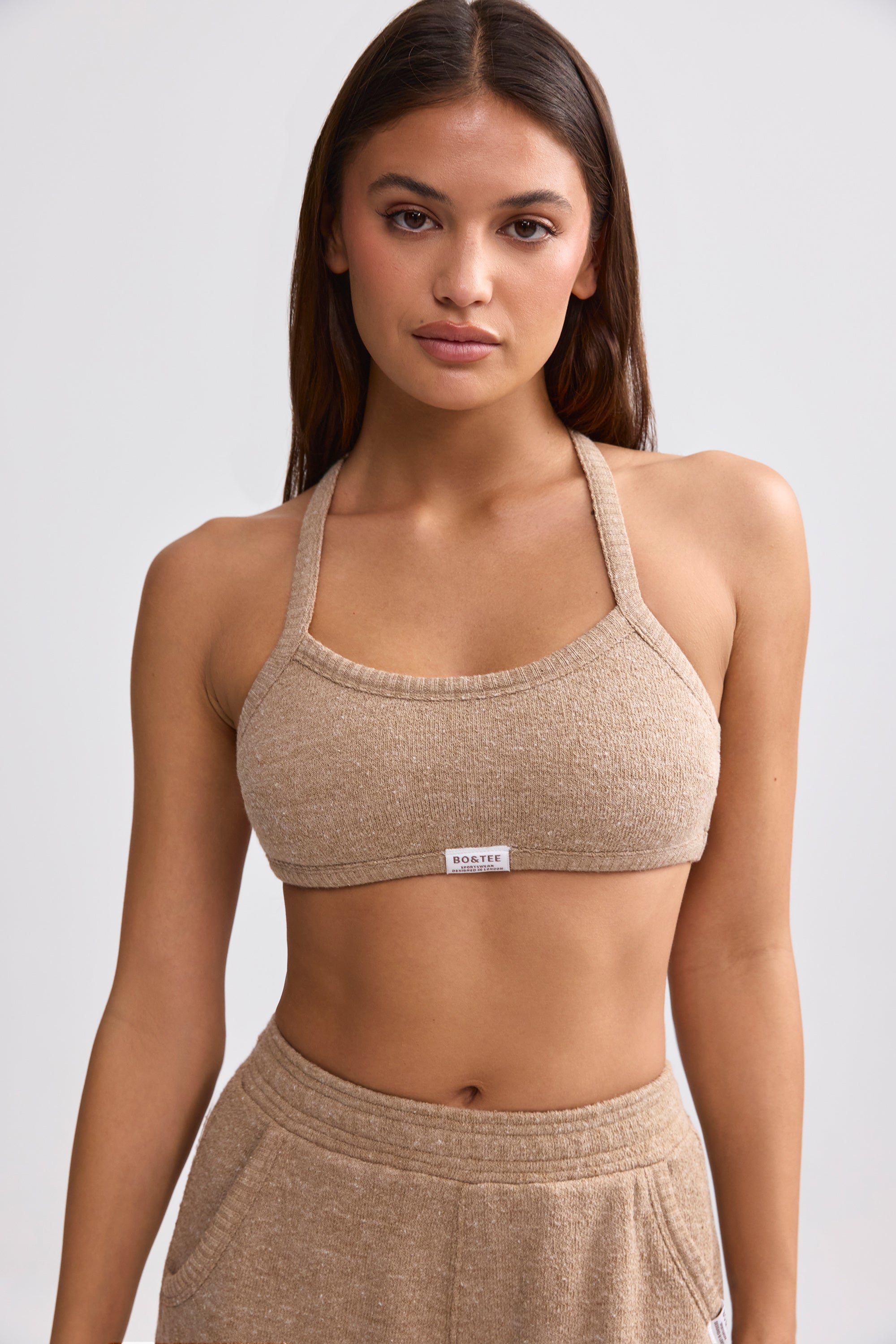 Terry Towelling Scoop-Neck Bralette in Mocha Brown