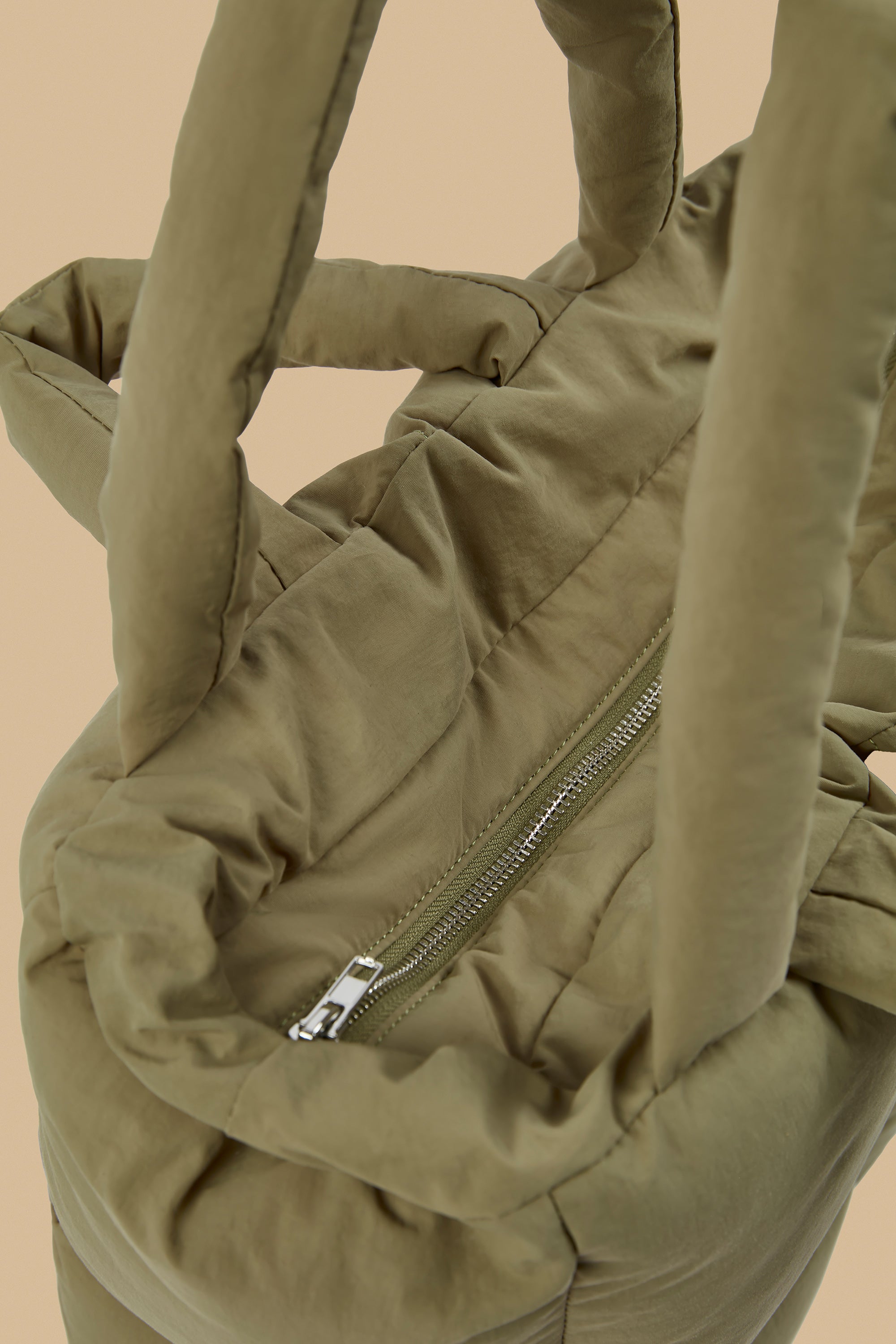 Quilted Puffer Bag in Soft Olive