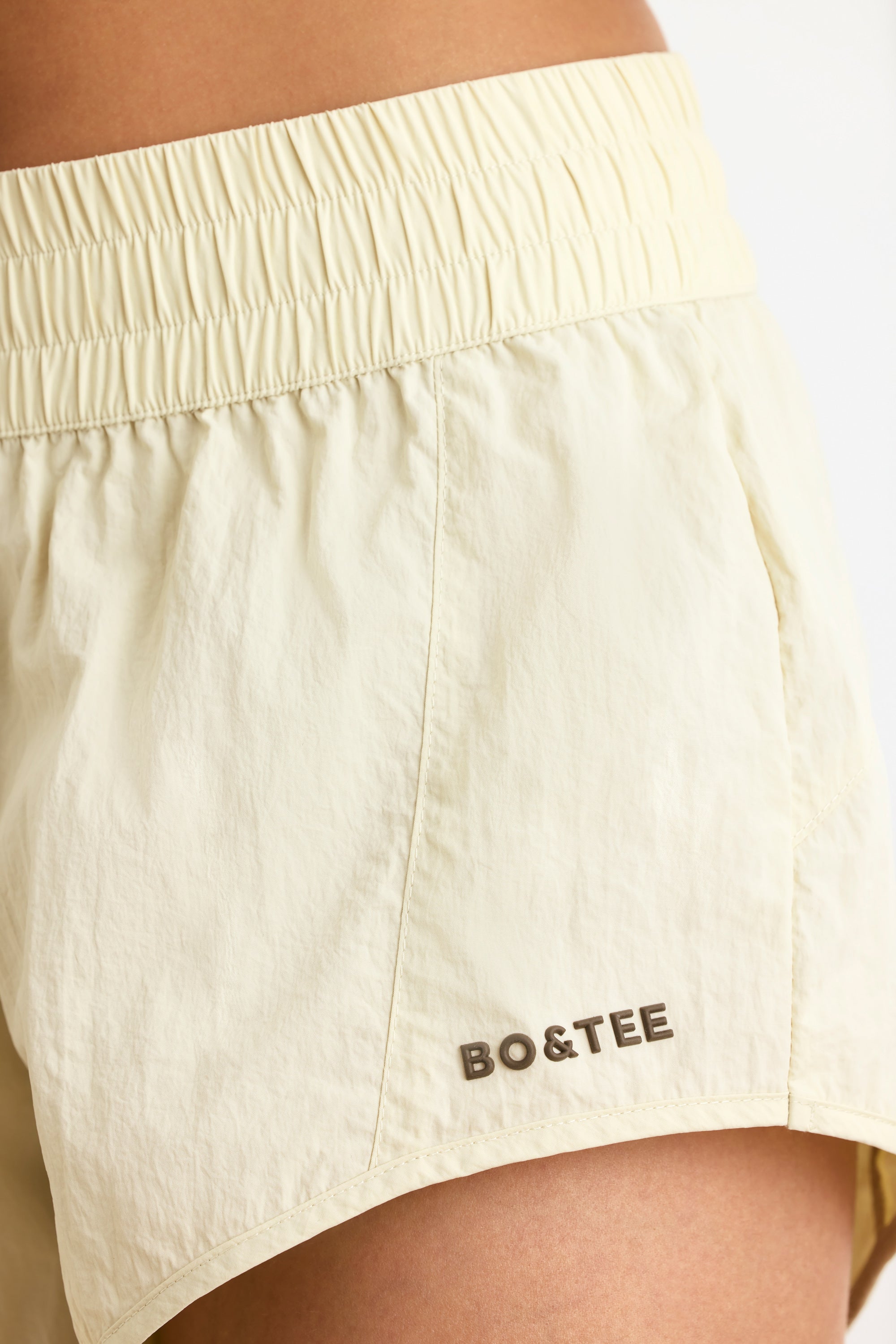 Elasticated Mini Shorts in Bone