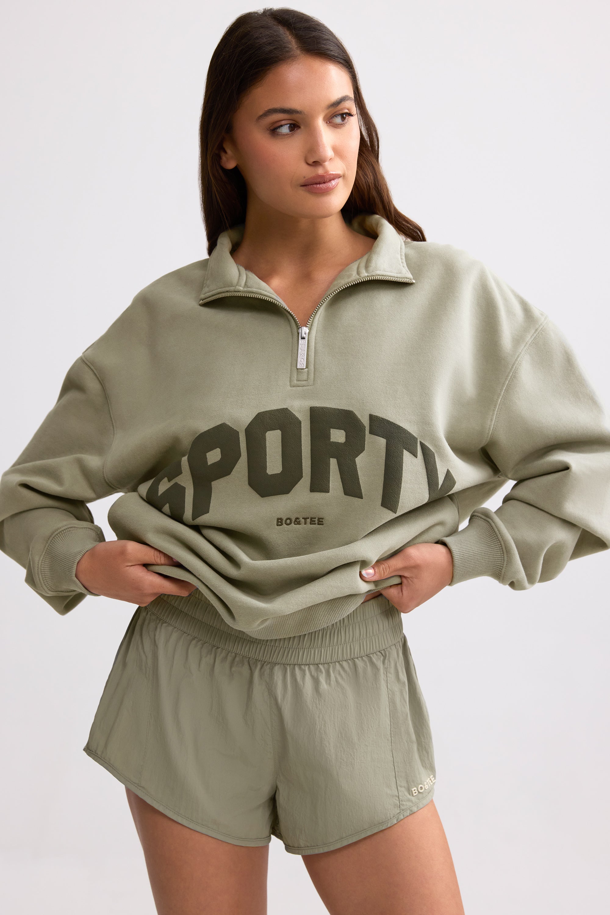 Quarter-Zip Sweatshirt in Mineral