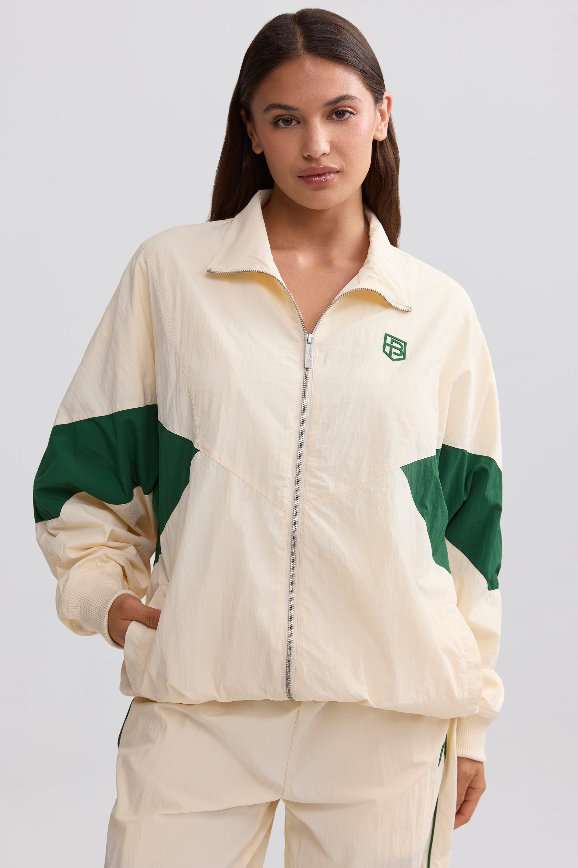 Oversized Colourblock Track Jacket in Marble