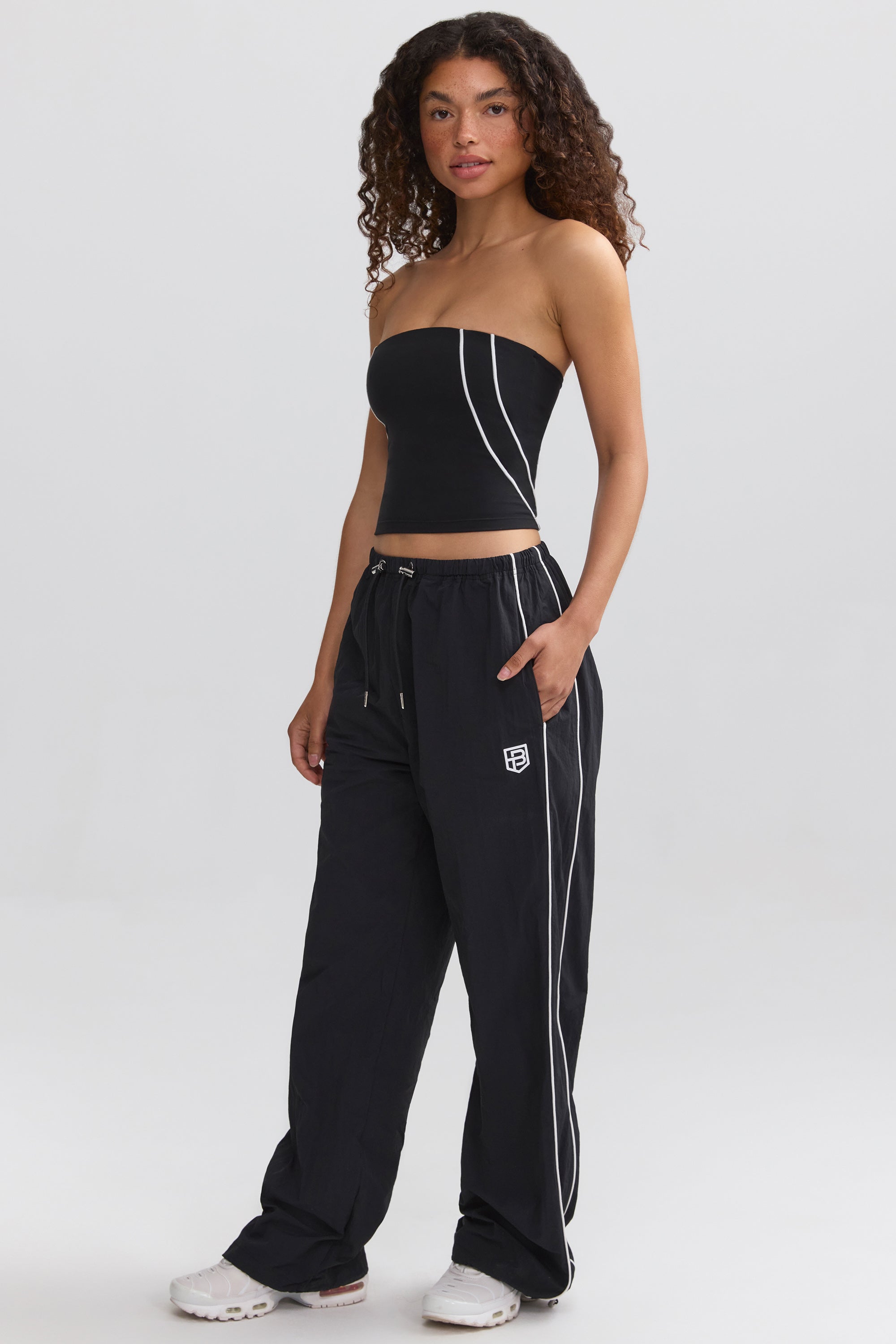 Wide-Leg Track Pants in Black