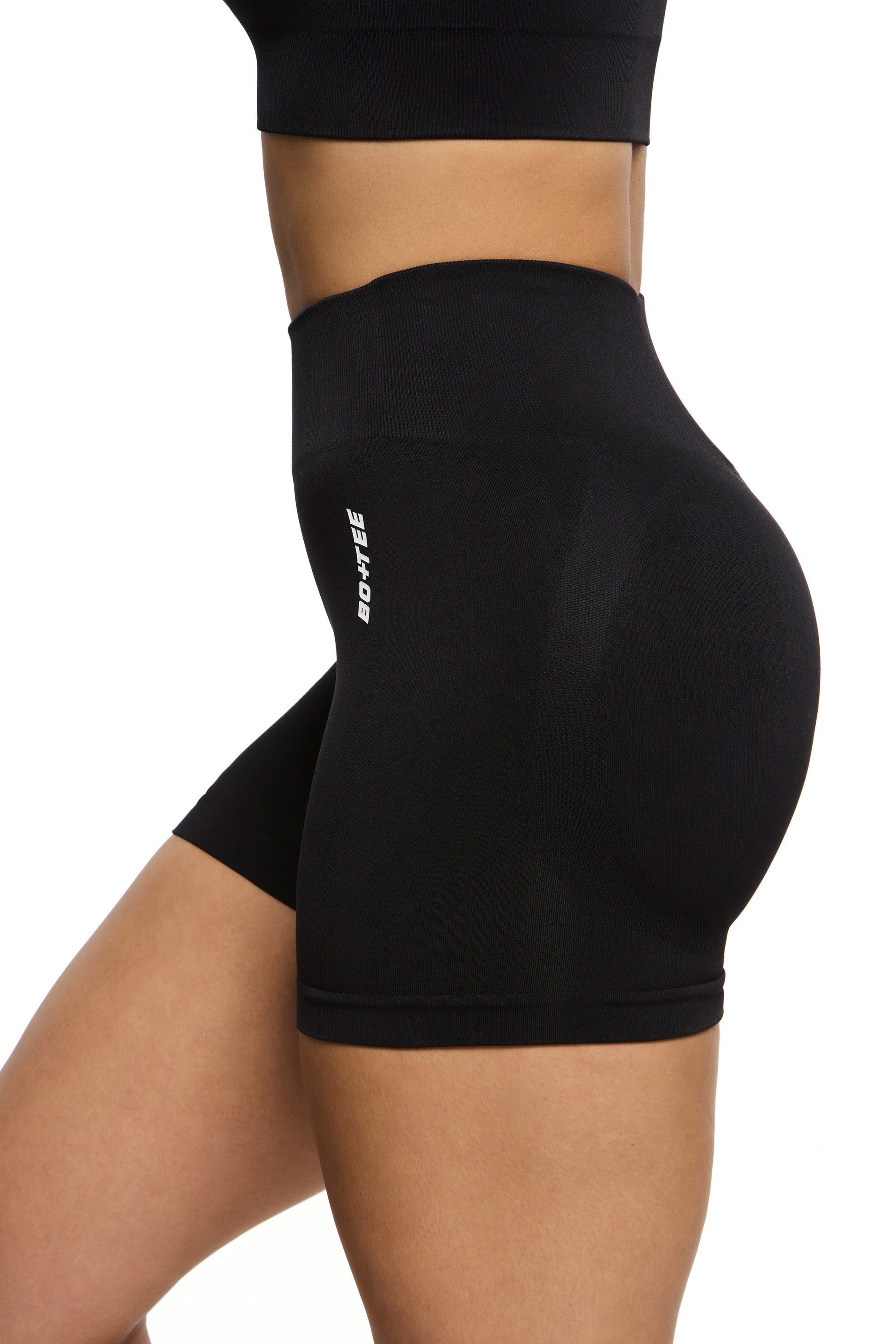 Seamless High Waist Mini Shorts in Black