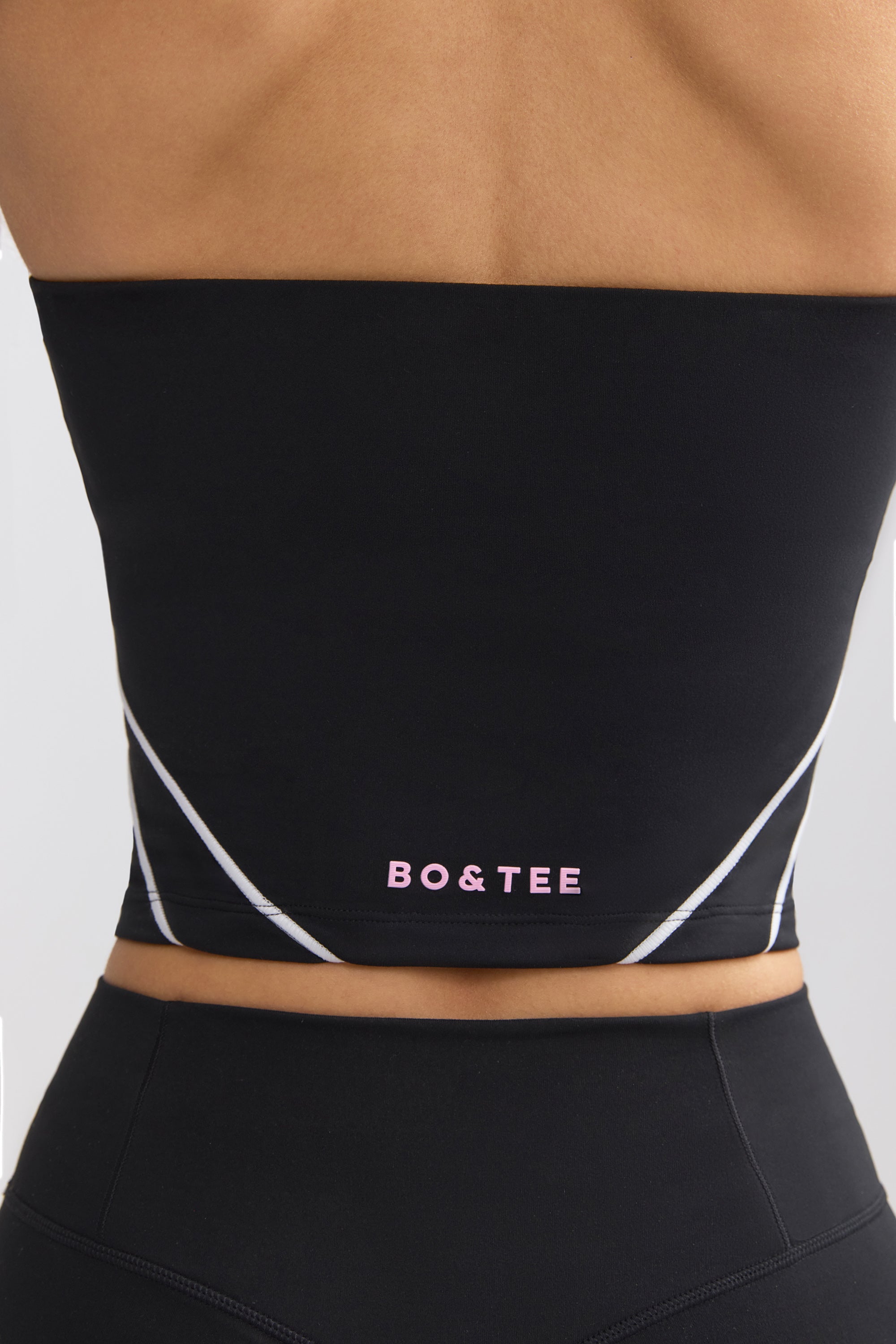 Soft Active Contrast-Trim Bandeau Top in Black