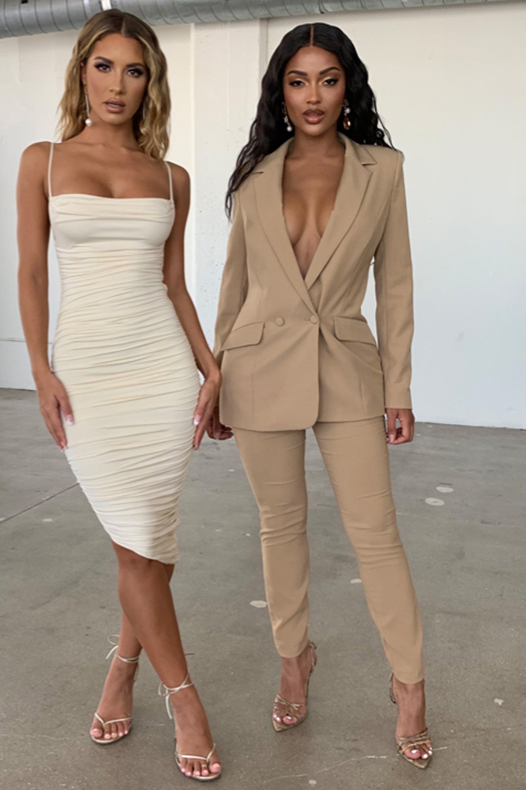 High Waisted Tailored Trousers in Tan