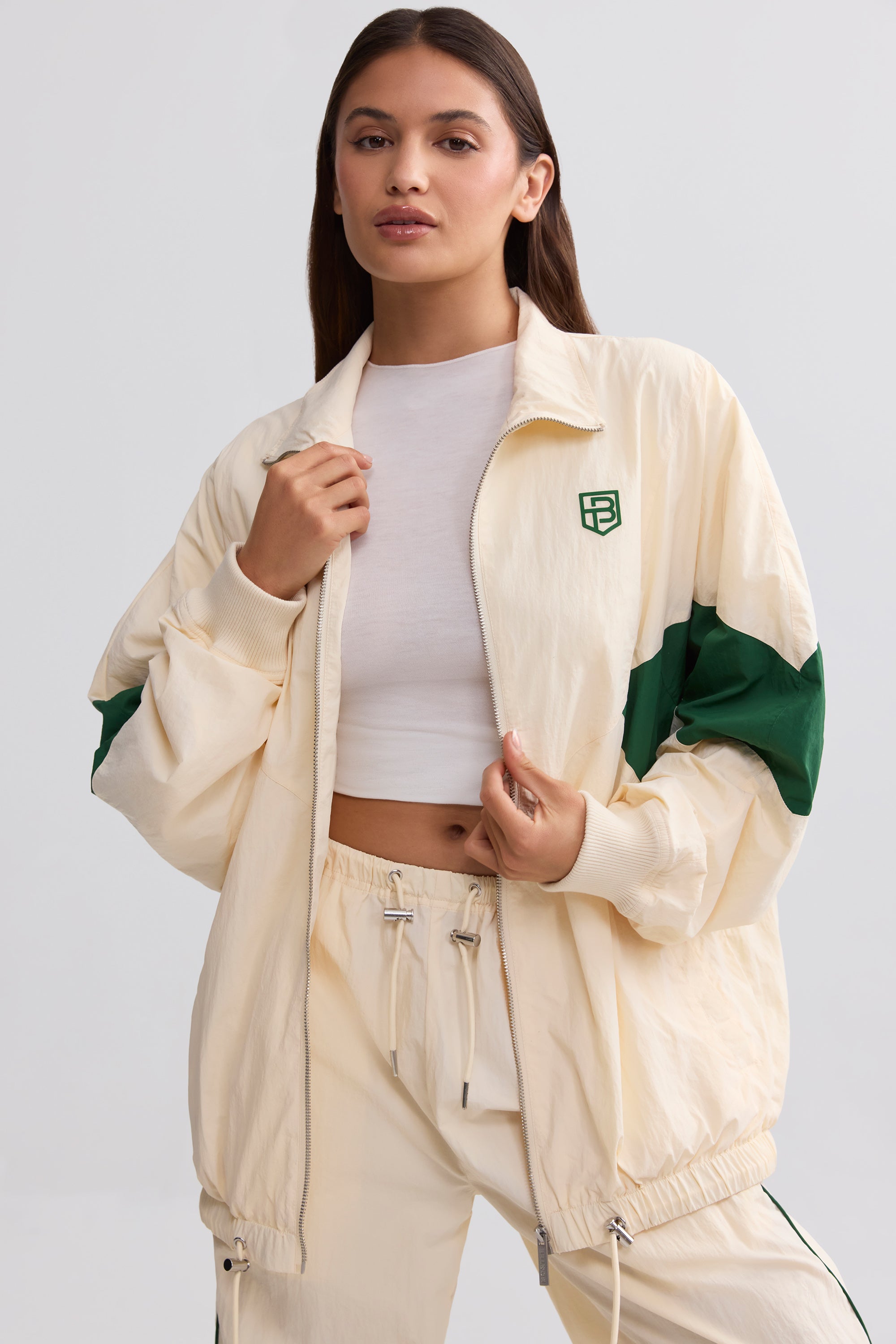 Oversized Colourblock Track Jacket in Marble